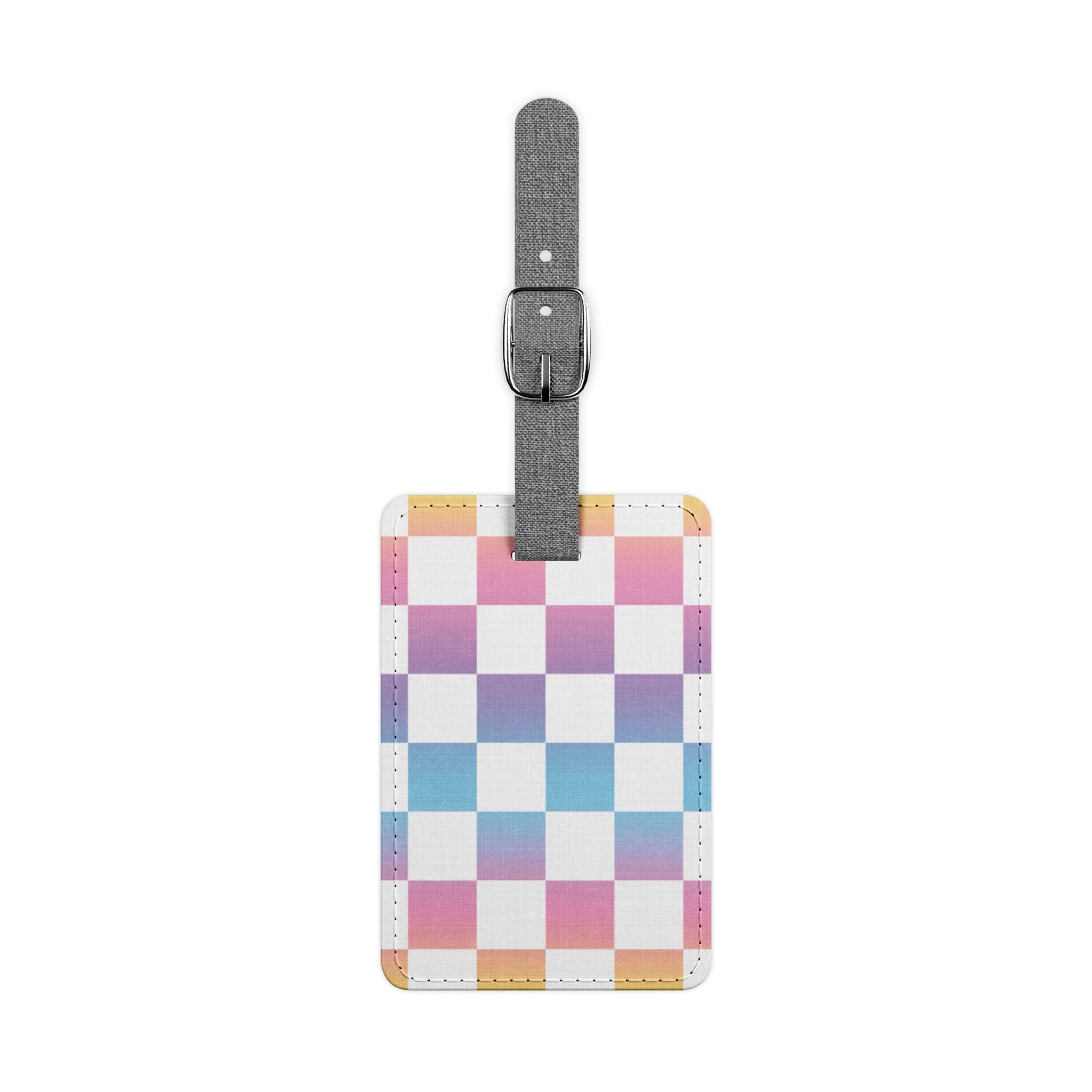 Vaporwave Check Saffiano Polyester Luggage Tag, Rectangle, Artsulli - Art is Long, Life is Short, Accessories, Size, One size, Shape, Rectangle, , , 33562270503127873531