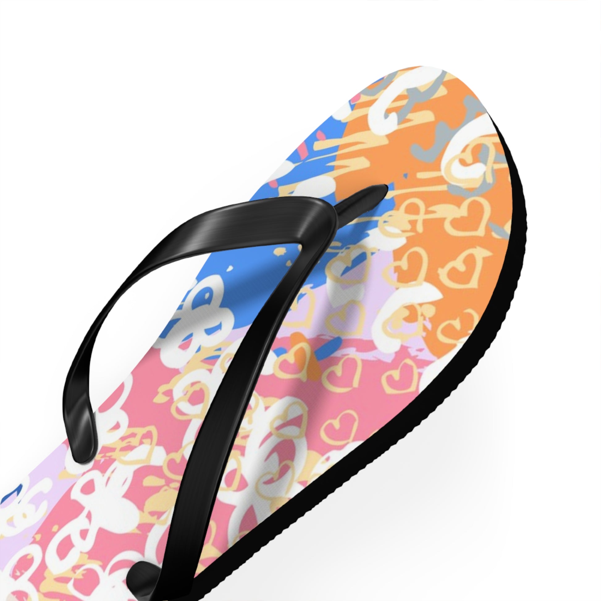 Flowers x Doodles x Hearts Multi-Color Flip Flops, Artsulli - Art is Long, Life is Short, Shoes, , , , , , , 