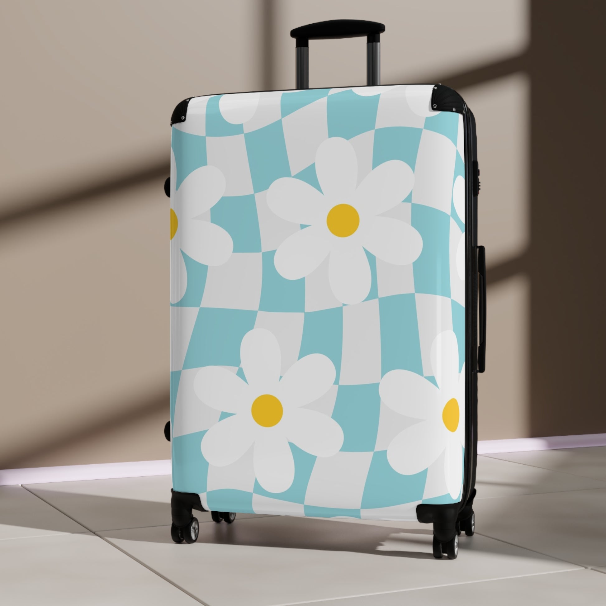 Trippy Check Garden Suitcase, Artsulli - Art is Long, Life is Short, Bags, , , , , , , 