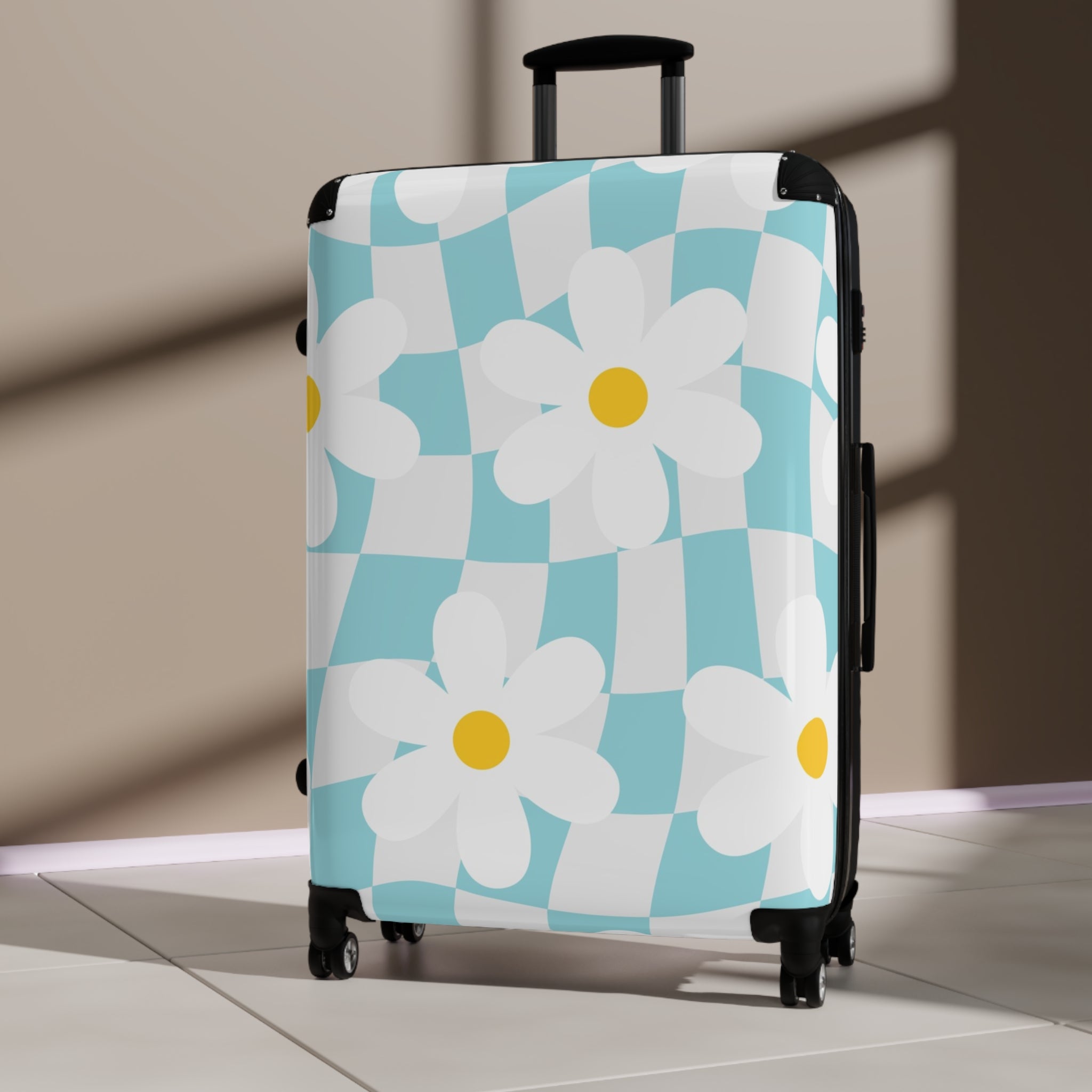 Trippy Check Garden Suitcase, Artsulli - Art is Long, Life is Short, Bags, , , , , , , 