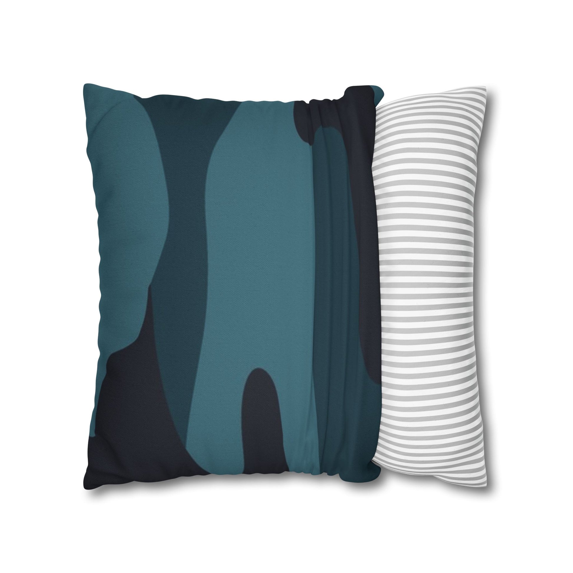 Blue Camouflage Spun Polyester Square Pillowcase, Artsulli - Art is Long, Life is Short, Home Decor, , , , , , , 