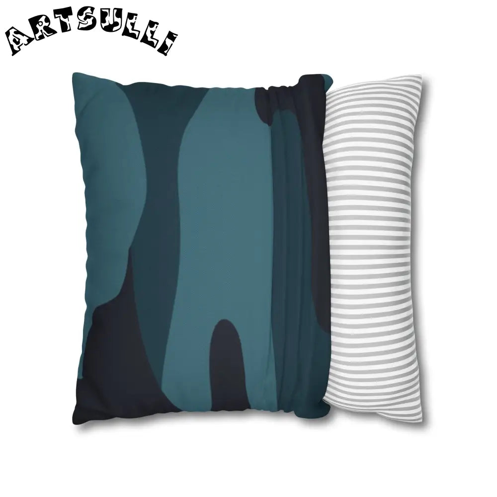 JAKKOUTTHEBXX Blue Camouflage Spun Polyester Square Pillowcase
