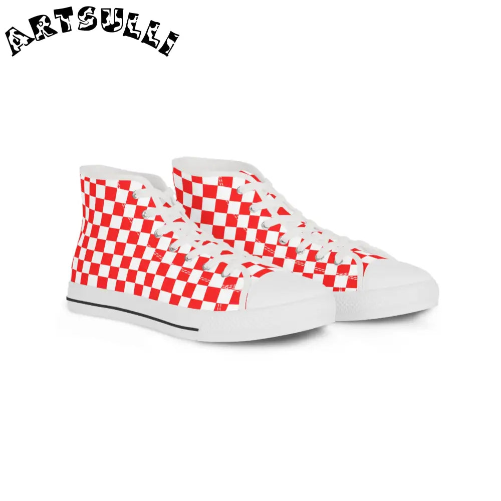 JAKKOUTTHEBXX Checkerboard II Red and White Copy of Men’s High Top