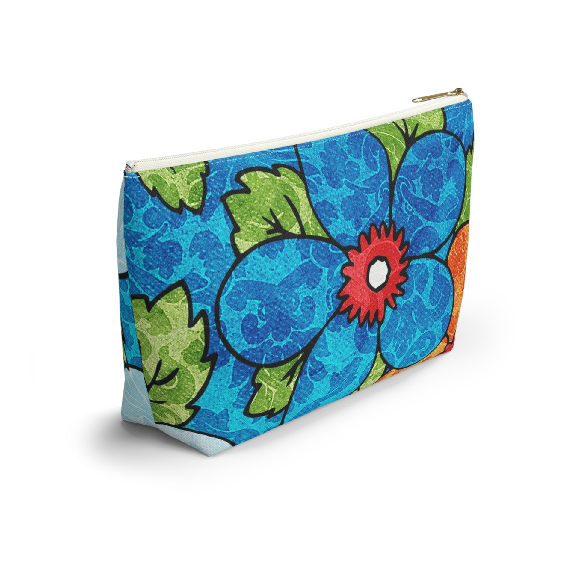 Blue Orange Groovy Accessory Pouch w T-bottom, Artsulli - Art is Long, Life is Short, Bags, , , , , , , 