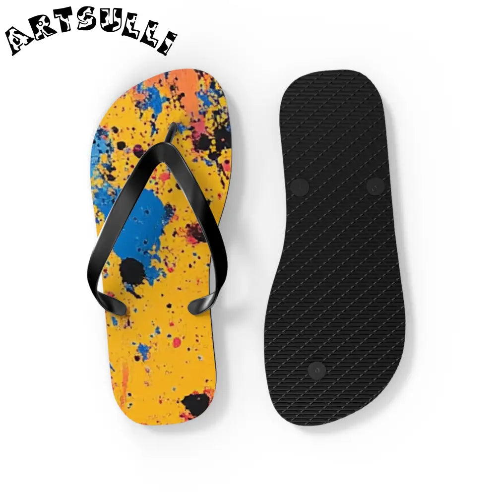 JAKKOUTTHEBXX The Colors Of Paint Splatter Flip Flops JAKKOUTTHEBXX