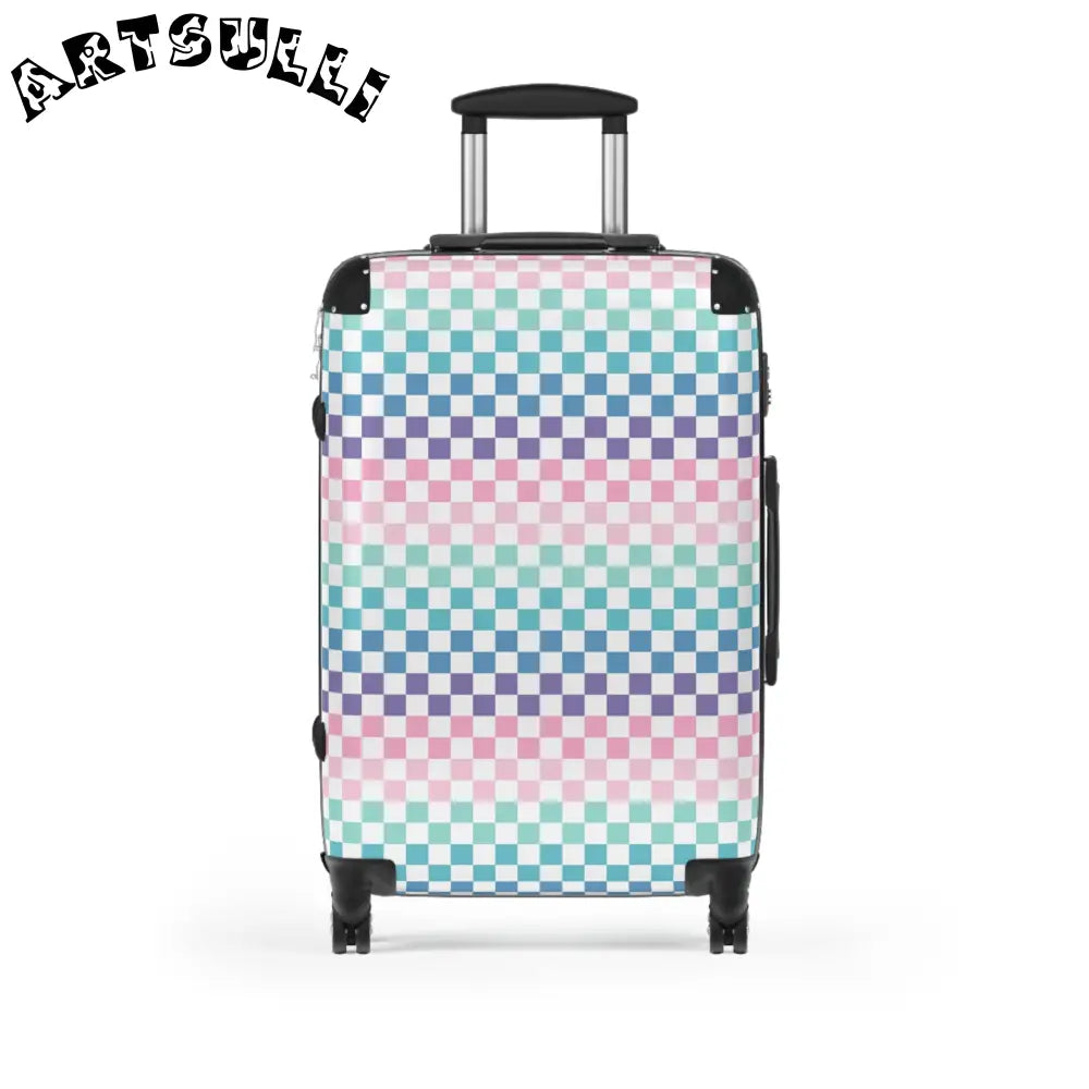 JAKKOUTTHEBXX Vaporwave Rainbow Checkerboard II Multi-Color Suitcase