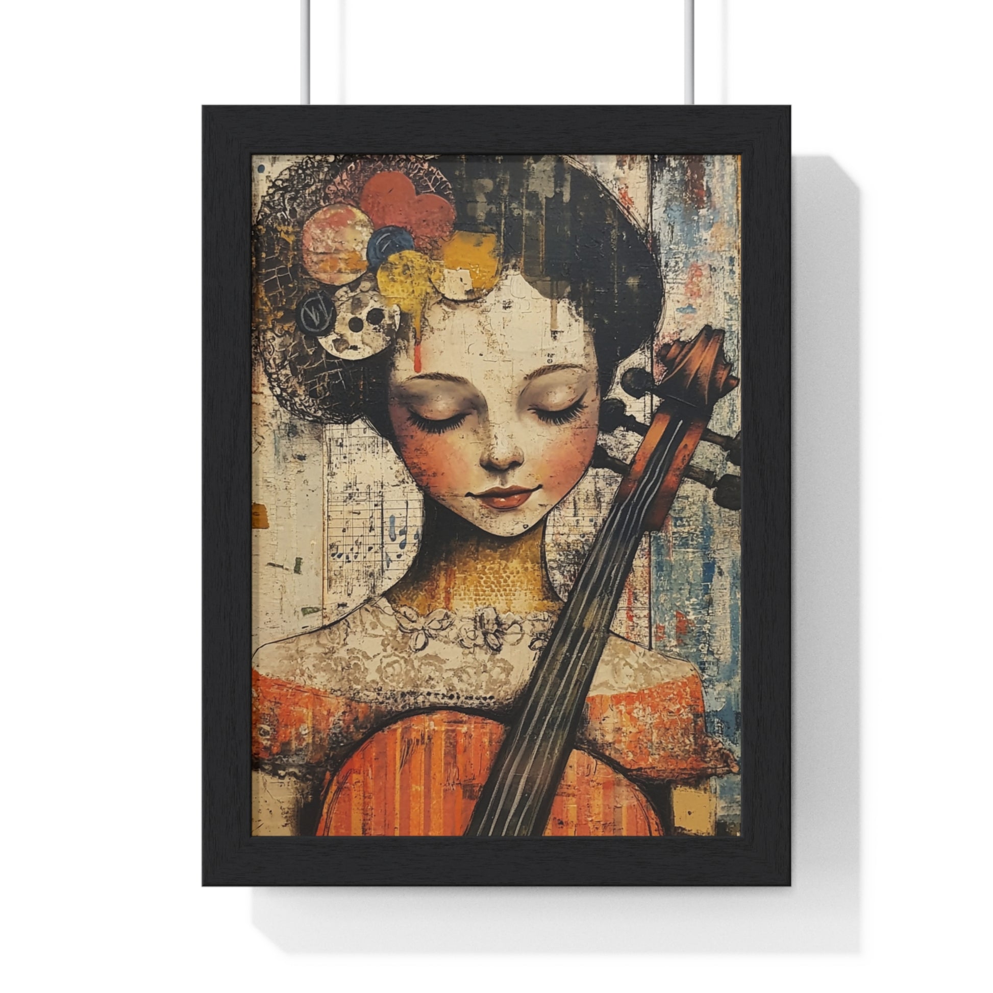 Girl With A Violin Vertical Framed Poster, Artsulli - Art is Long, Life is Short, Poster, Size, 8" x 11", Color, Black, , , 13918410744301706588
