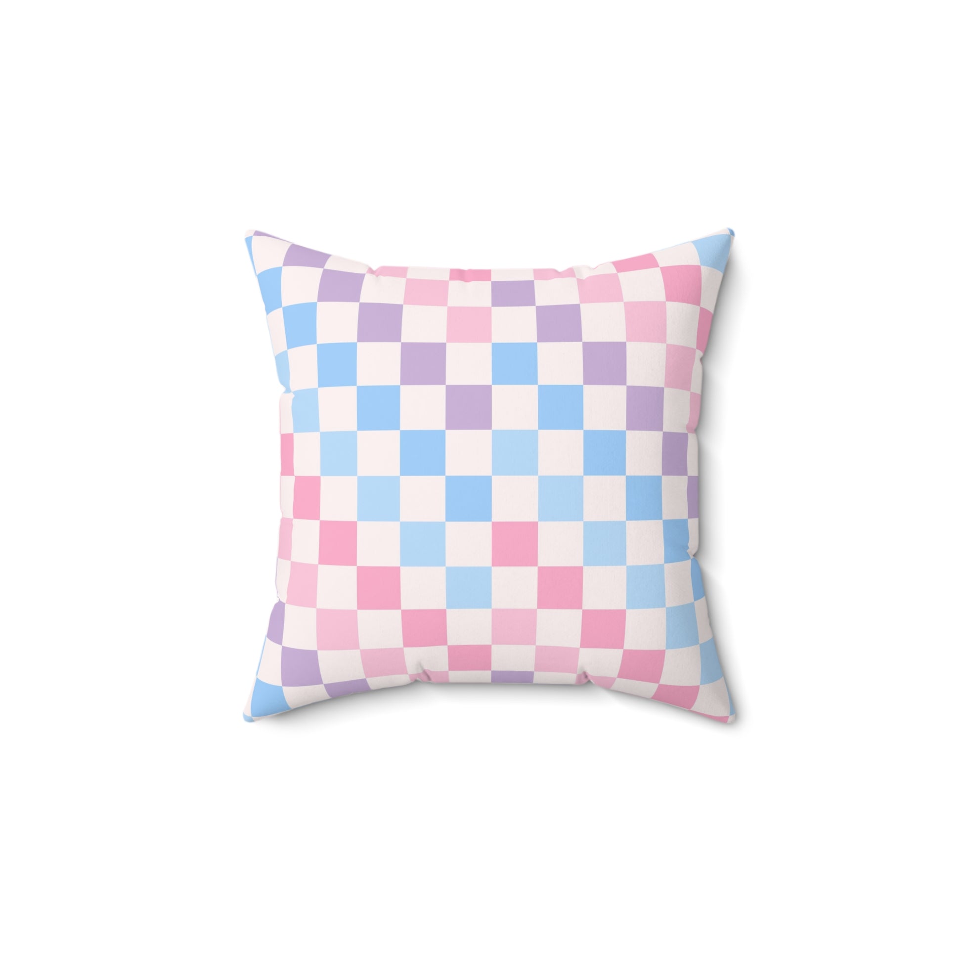 Checkerboard Pink and Blue Spun Polyester Square Pillow, Artsulli - Art is Long, Life is Short, Home Decor, , , , , , , 