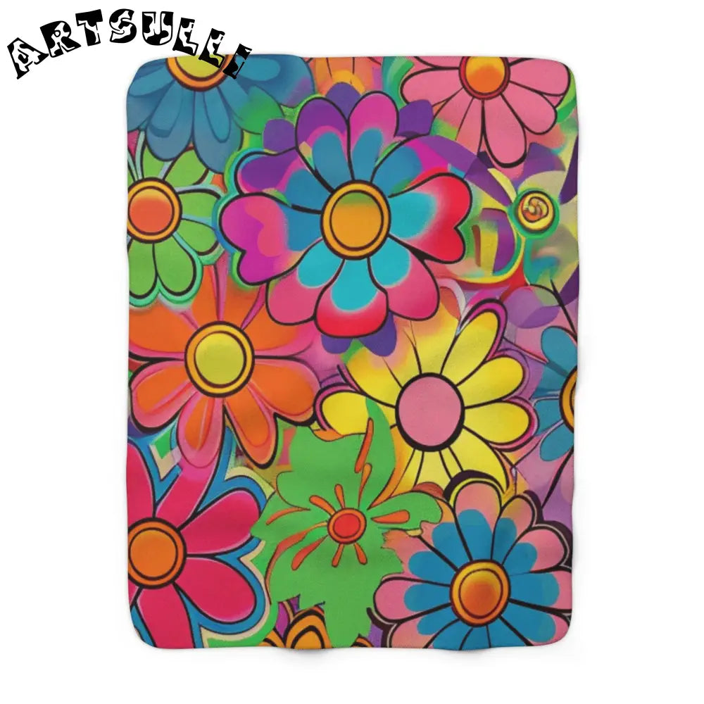 JAKKOUTTHEBXX Chromatic Daisy Dream Sherpa Fleece Blanket