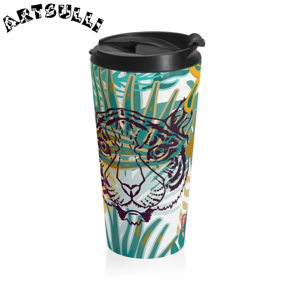 JAKKOUTTHEBXX Tropical Jungle Tigers Brown and Green Stainless Steel