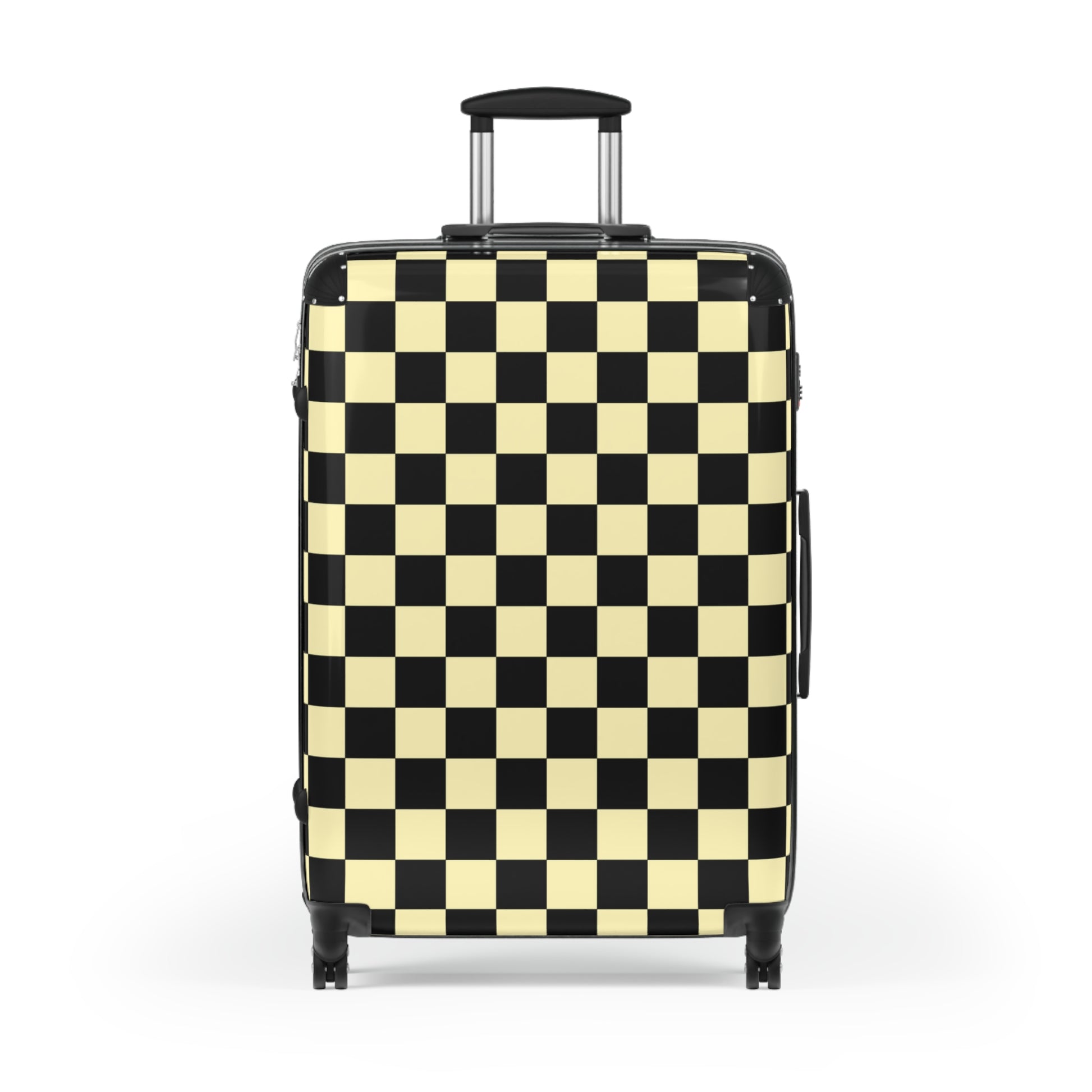 Checkerboard Black and Yellow Suitcase, Artsulli - Art is Long, Life is Short, Bags, , , , , , , 
