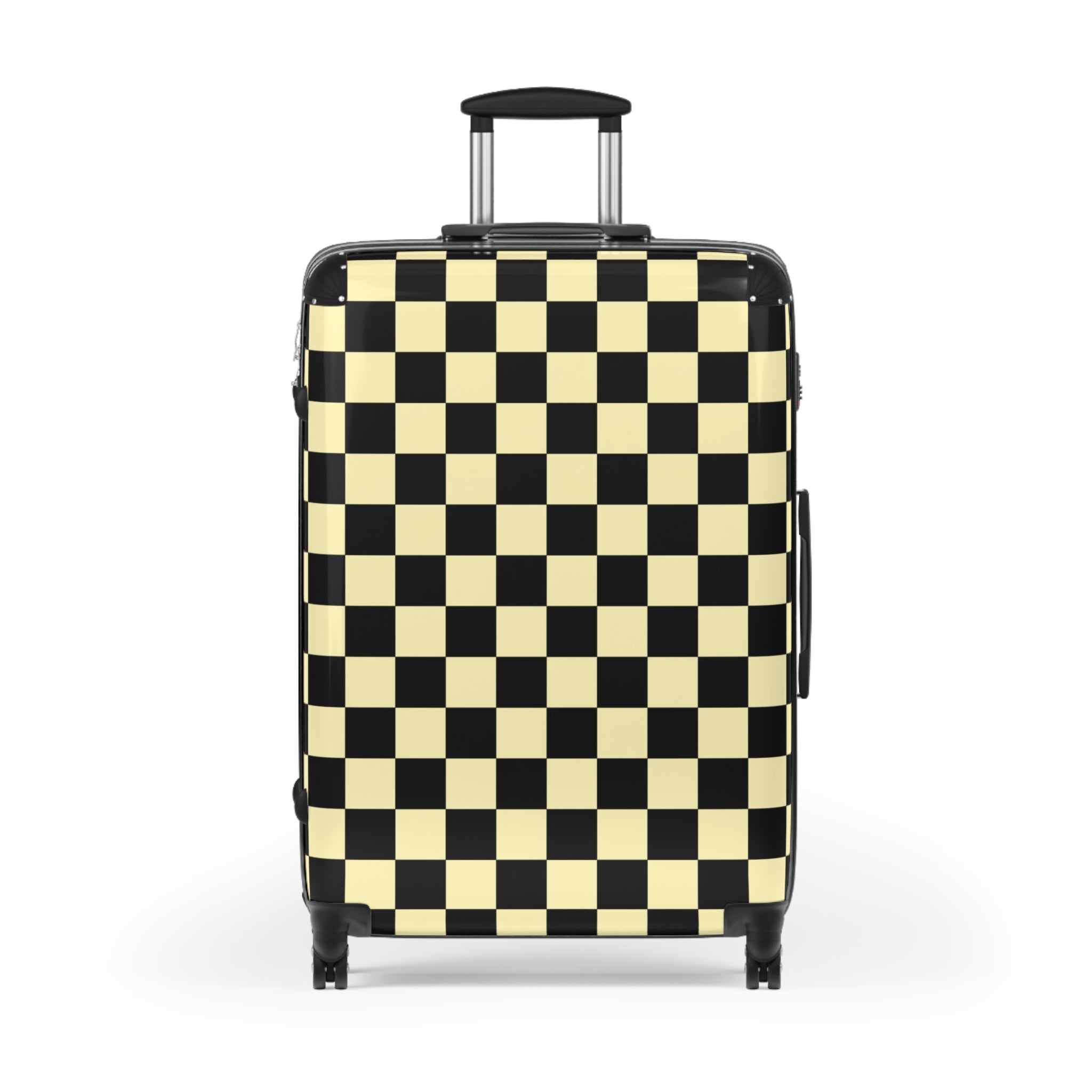 Checkerboard Black and Yellow Suitcase, Artsulli - Art is Long, Life is Short, Bags, , , , , , , 