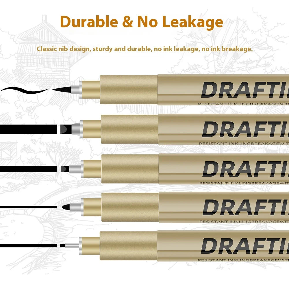 1/6/9/12 Pcs Manga Black Fineliner Marlers Various Pen Nibs For Sketch Architectural Drawing Comic Painting Art School Supplies