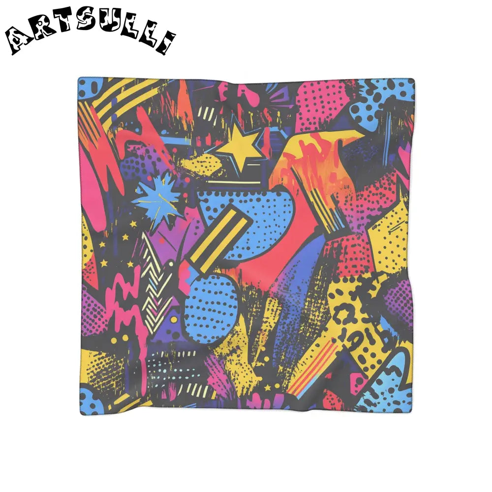 JAKKOUTTHEBXX Retro Riot 80s Graffiti Stars Poly Scarf JAKKOUTTHEBXX