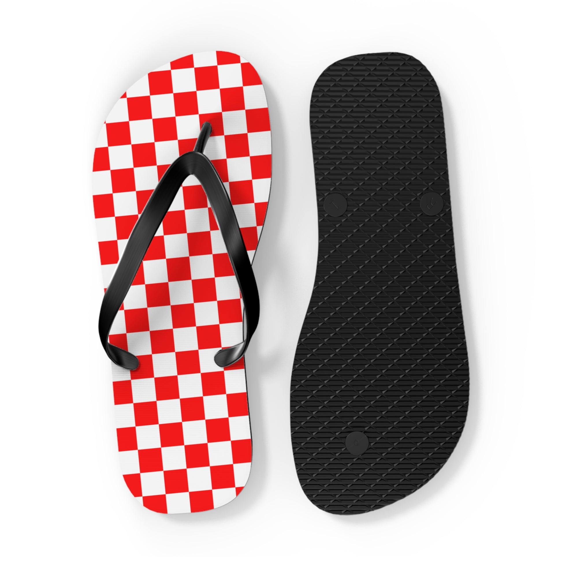 Checkerboard II Red and White Flip Flops, Artsulli - Art is Long, Life is Short, Shoes, , , , , , , 