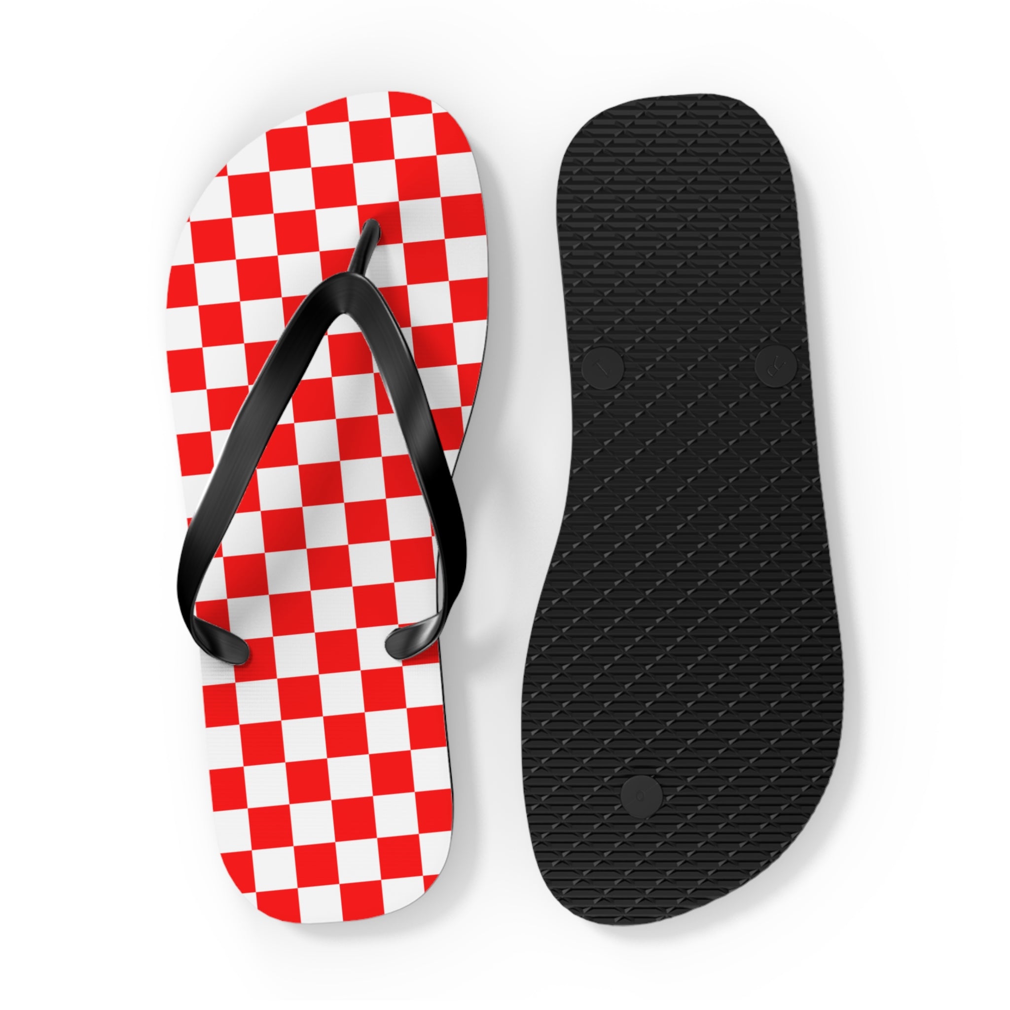 Checkerboard II Red and White Flip Flops, Artsulli - Art is Long, Life is Short, Shoes, , , , , , , 