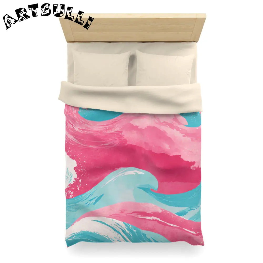 JAKKOUTTHEBXX The Great Pastelwave Pink and Blue Microfiber Duvet