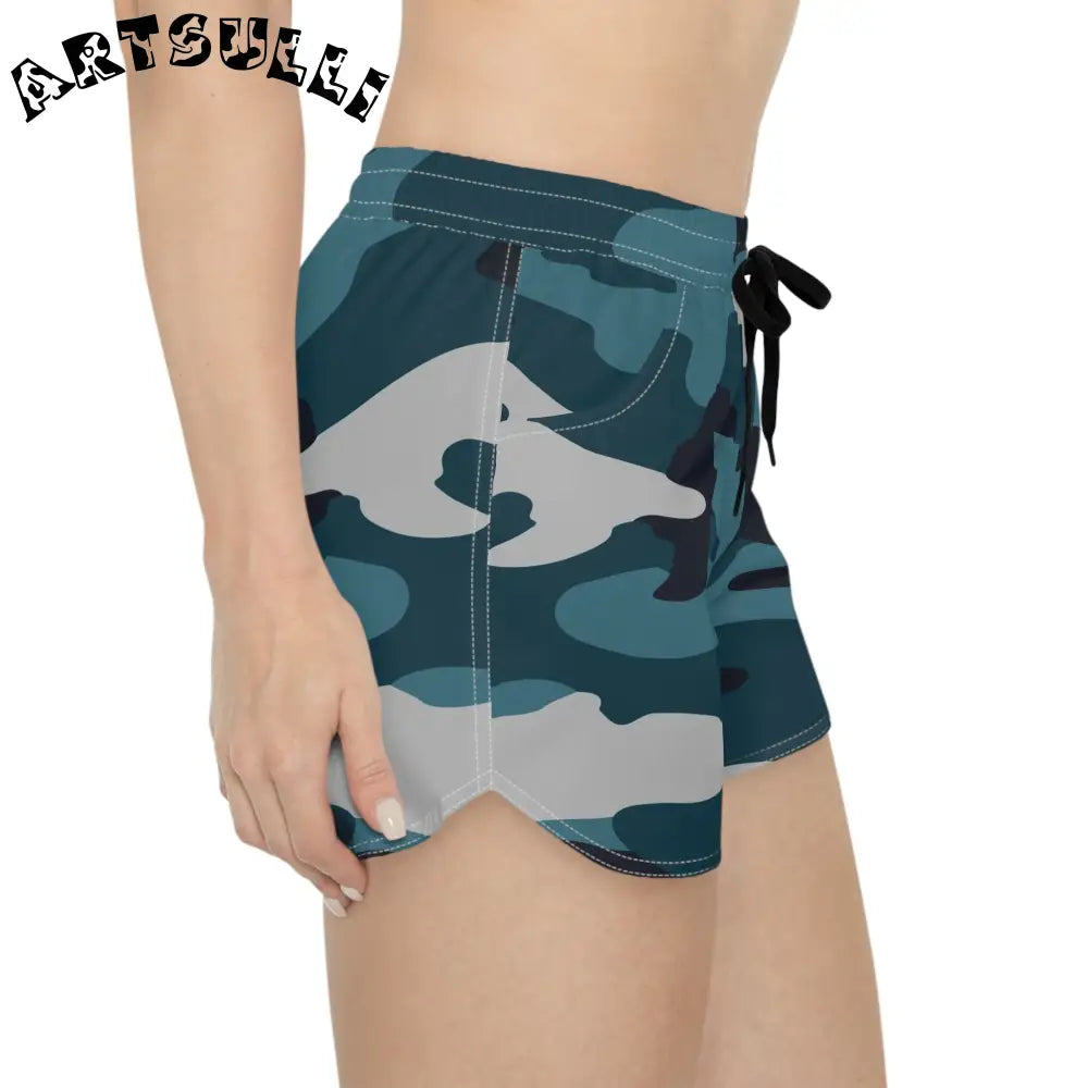 JAKKOUTTHEBXX Blue Camouflage Women’s Casual Shorts (AOP)