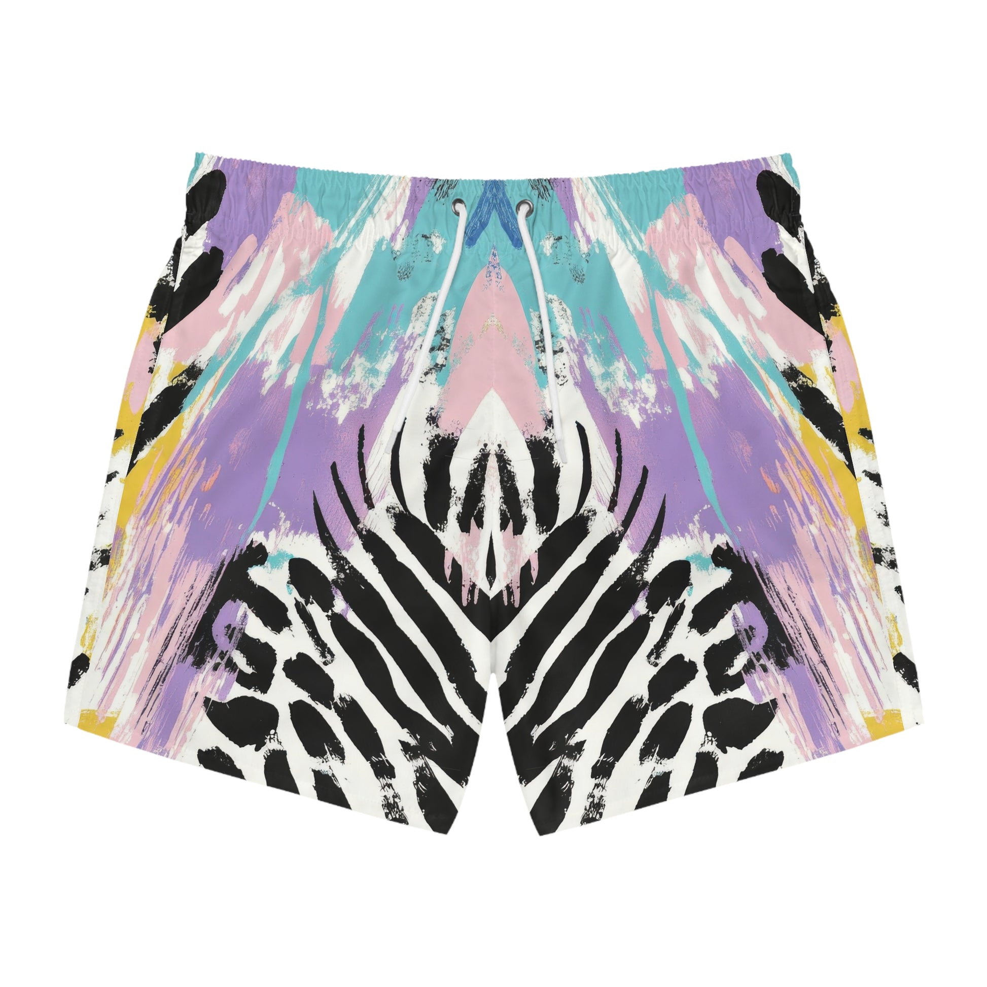 Wild Zebra Stripes x Paint Brush Strokes Multi-Color Swim Trunks (AOP), Artsulli - Art is Long, Life is Short, All Over Prints, Size, XS, Color, Seam thread color automatically matched to design, , , 91822583980000071305