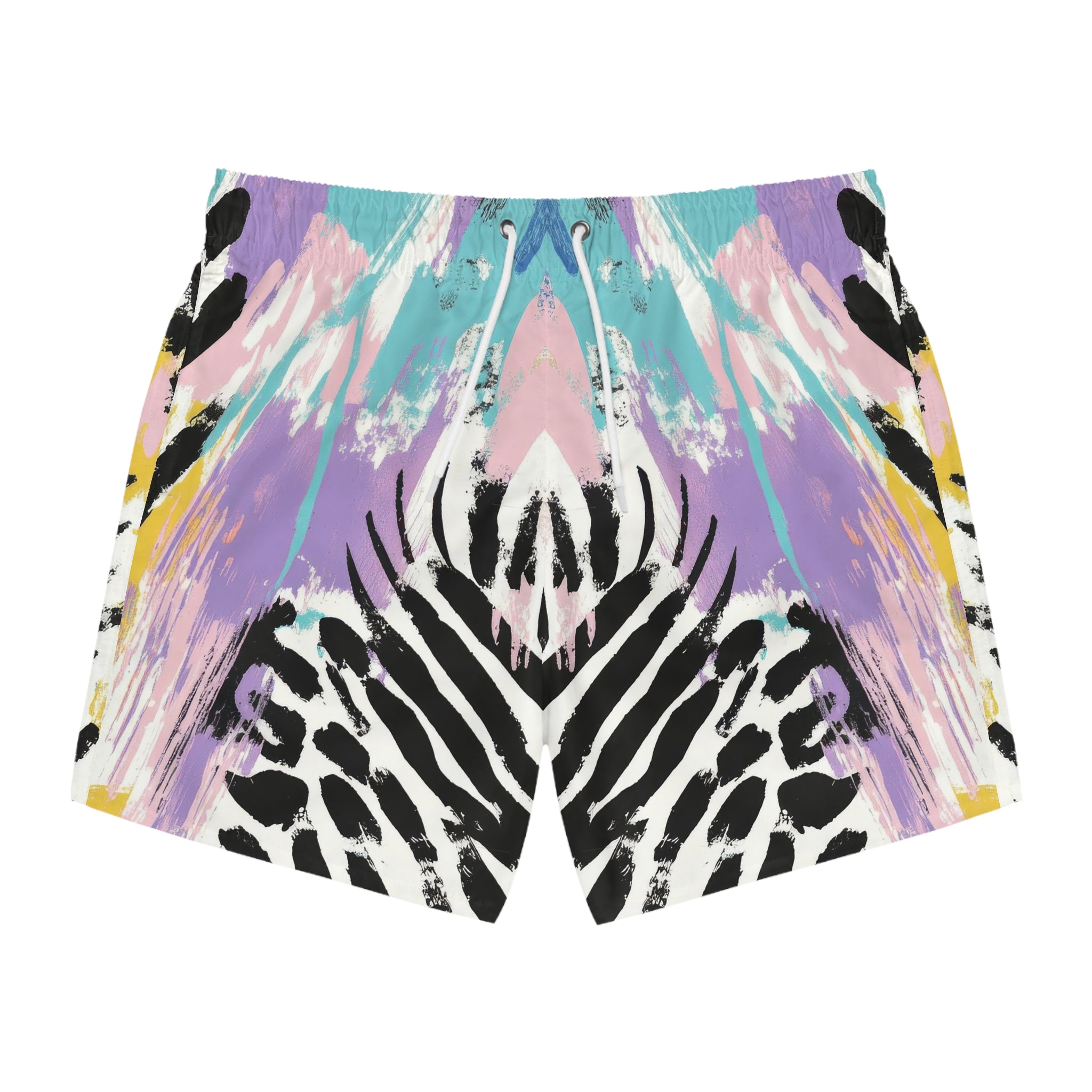 Wild Zebra Stripes x Paint Brush Strokes Multi-Color Swim Trunks (AOP), Artsulli - Art is Long, Life is Short, All Over Prints, Size, XS, Color, Seam thread color automatically matched to design, , , 91822583980000071305