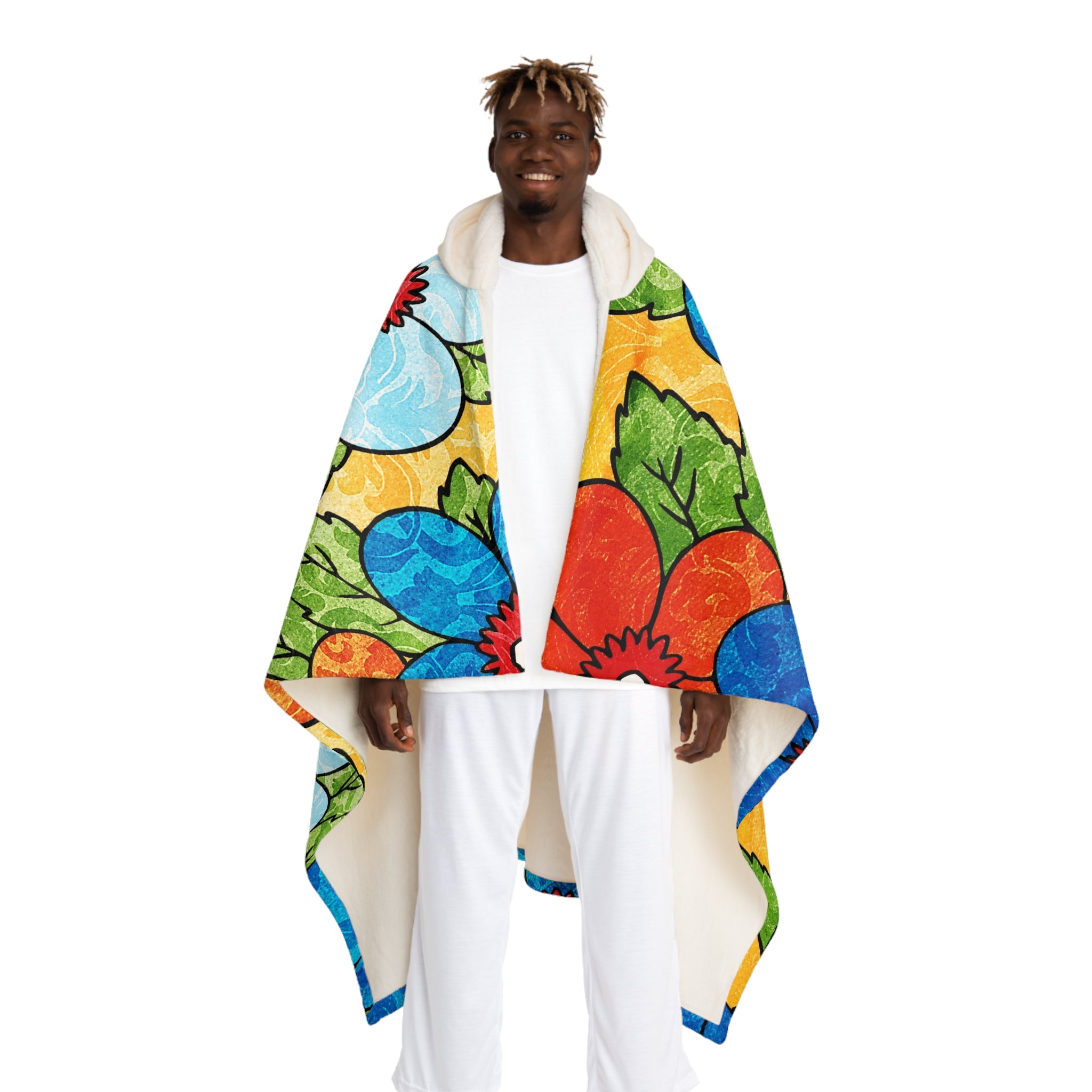 Groovy Yellow Floral Kl II Hooded Sherpa Fleece Blanket, Artsulli - Art is Long, Life is Short, All Over Prints, Size, One size, Color, Cream, , , 11410998696298417498