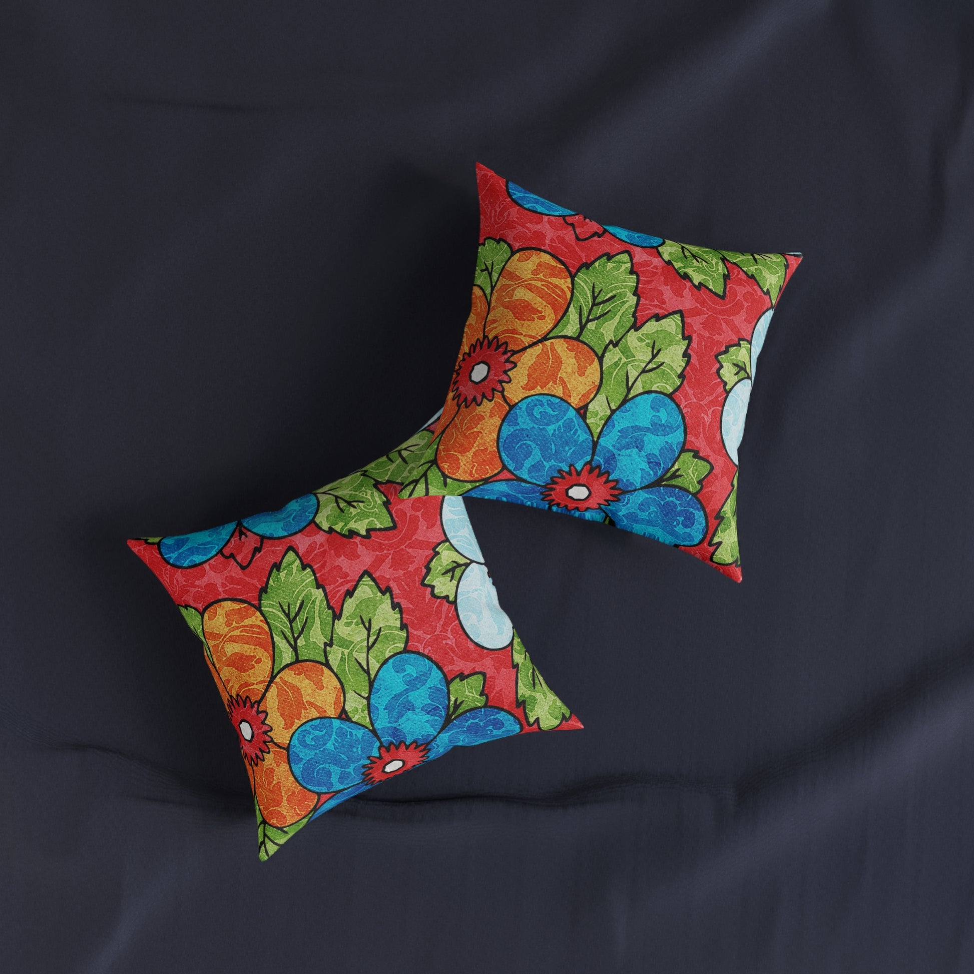 Groovy Red Floral Kl Square Pillow, Artsulli - Art is Long, Life is Short, Home Decor, , , , , , , 