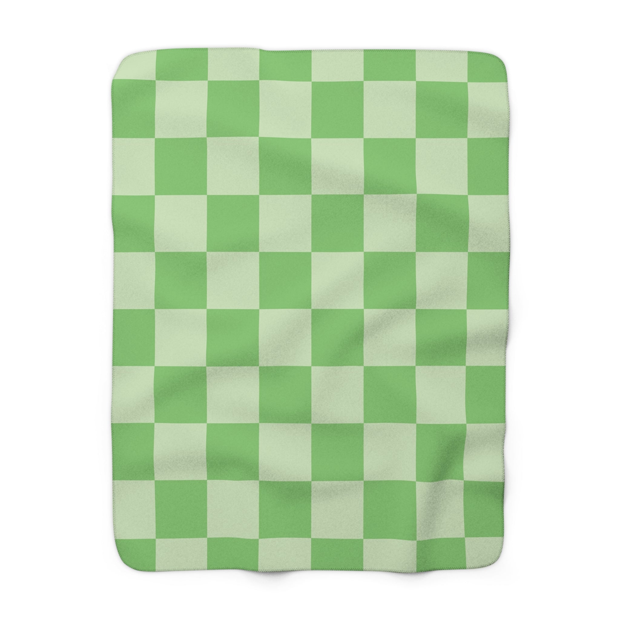 Checkerboard Green Sherpa Fleece Blanket, Artsulli - Art is Long, Life is Short, Home Decor, Size, 50" × 60", , , , , 26167751624459540663