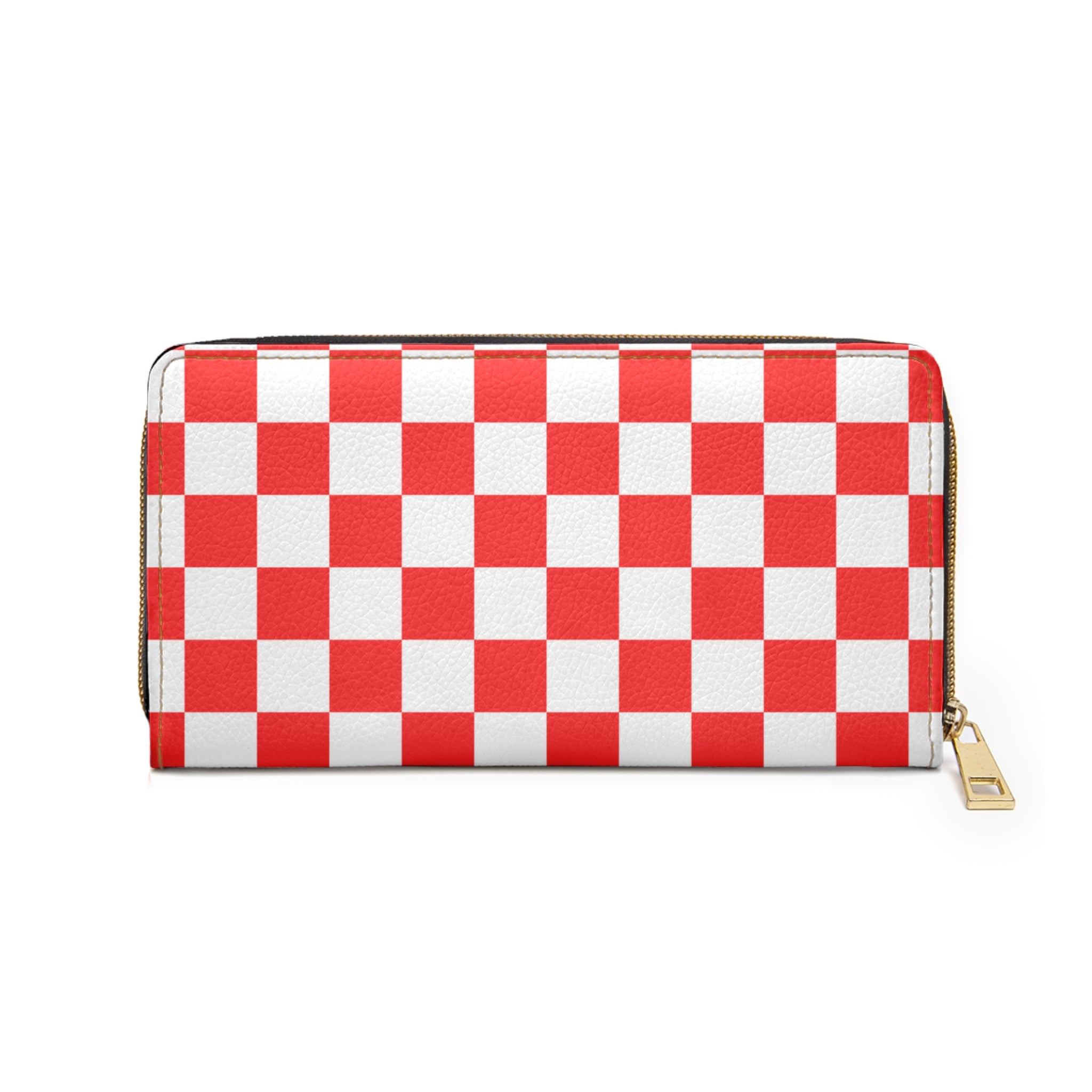 Checkerboard Red and White Zipper Wallet, Artsulli - Art is Long, Life is Short, Accessories, , , , , , , 