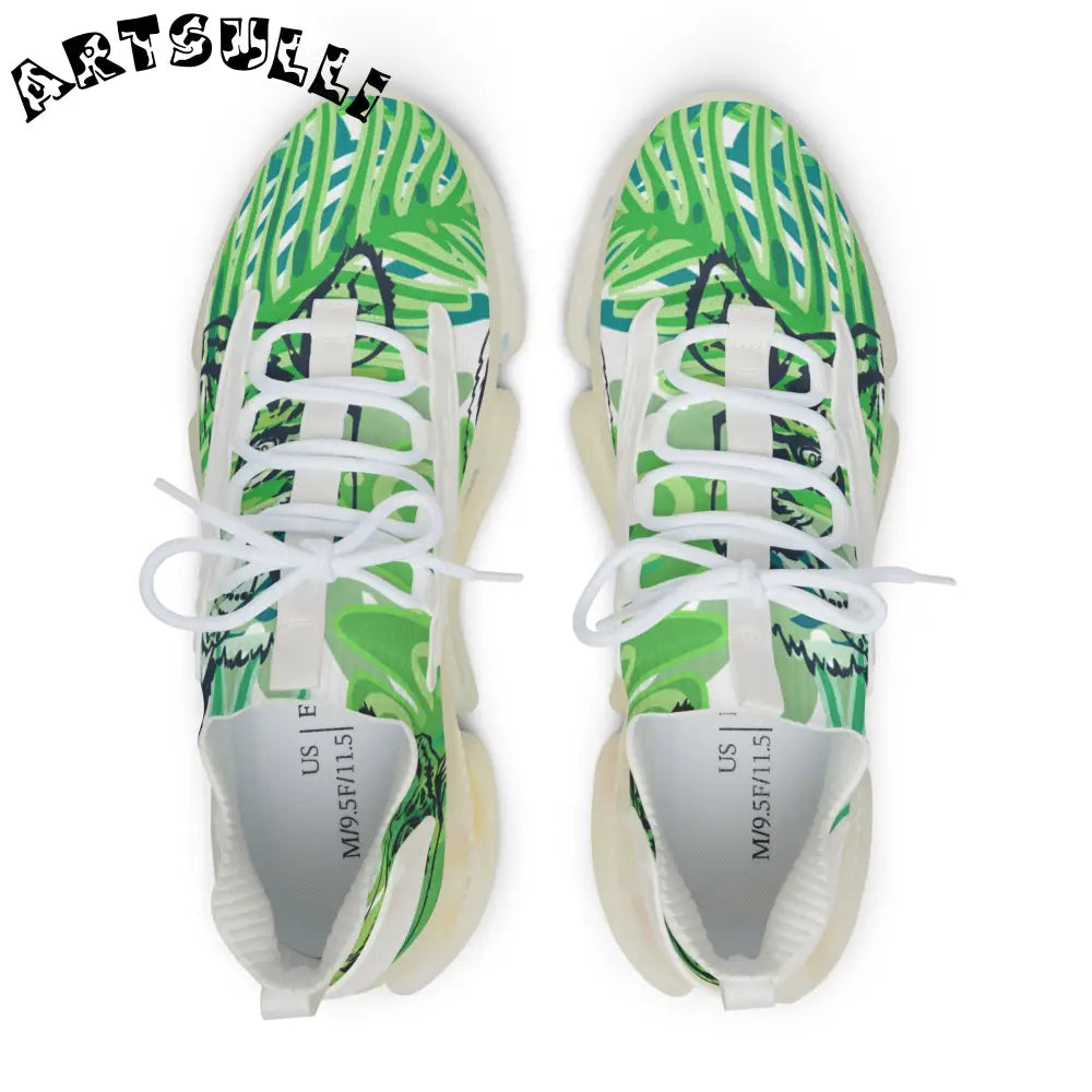 JAKKOUTTHEBXX Tropical Jungle Tigers Lime Green Men’s Mesh Sneakers