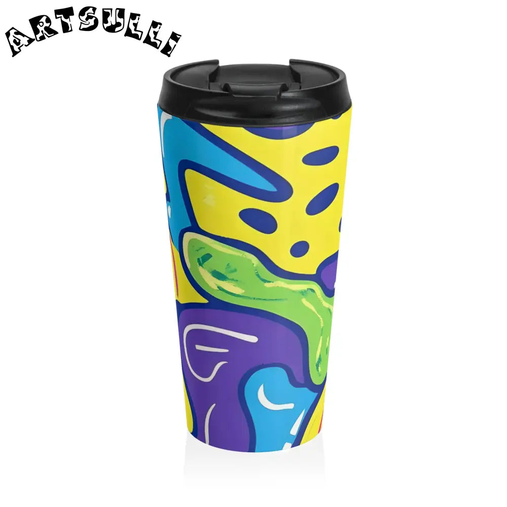 90s Trippy Slime Stainless Steel Travel Mug, Artsulli - Art is Long, Life is Short, Mug, Size, 15oz, , , , , 13307553266396169946