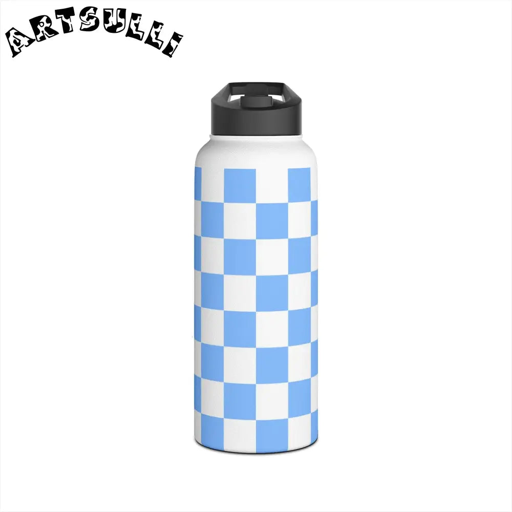 JAKKOUTTHEBXX Checkerboard White and Light Blue Stainless Steel