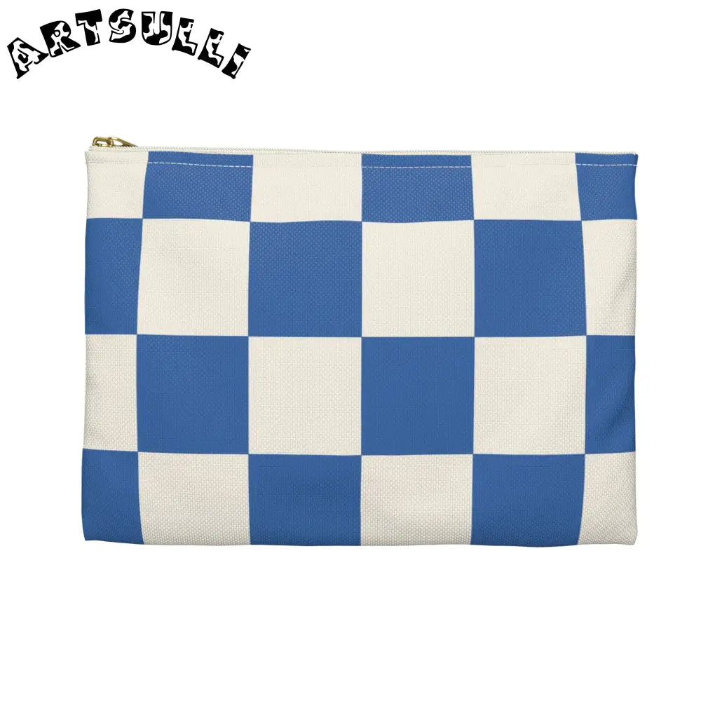 JAKKOUTTHEBXX Checkerboard Blue Accessory Pouch JAKKOUTTHEBXX