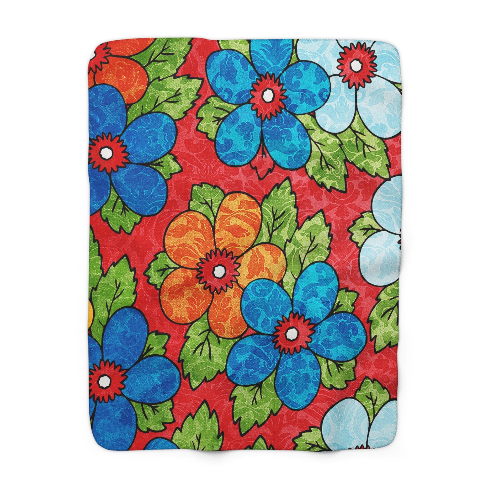 Groovy Red Floral Kl Sherpa Fleece Blanket, Artsulli - Art is Long, Life is Short, Home Decor, Size, 50" × 60", , , , , 13145942126022243462
