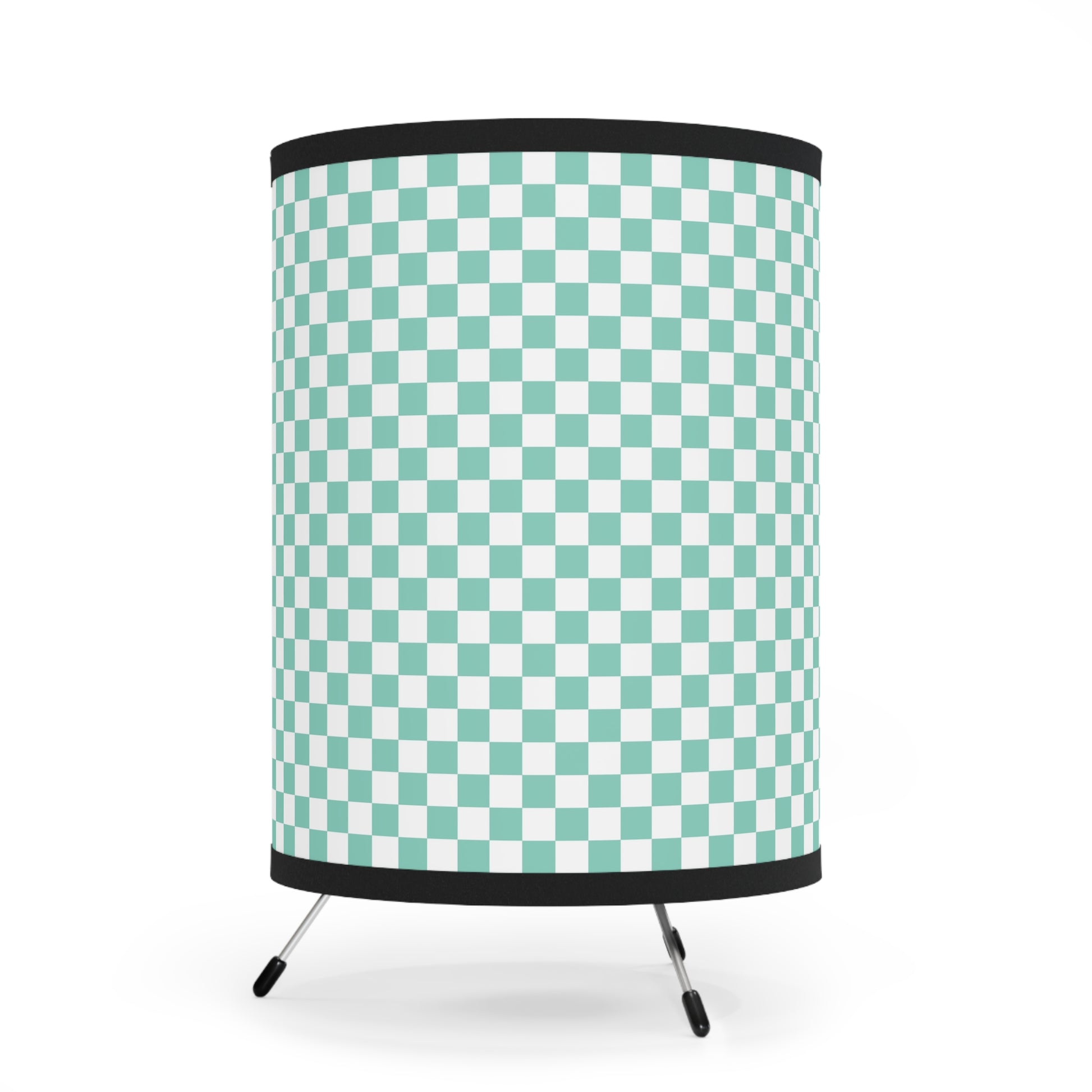 Checkerboard Light Green Tripod Lamp with High-Res Printed Shade, US\CA plug, Artsulli - Art is Long, Life is Short, Home Decor, , , , , , , 