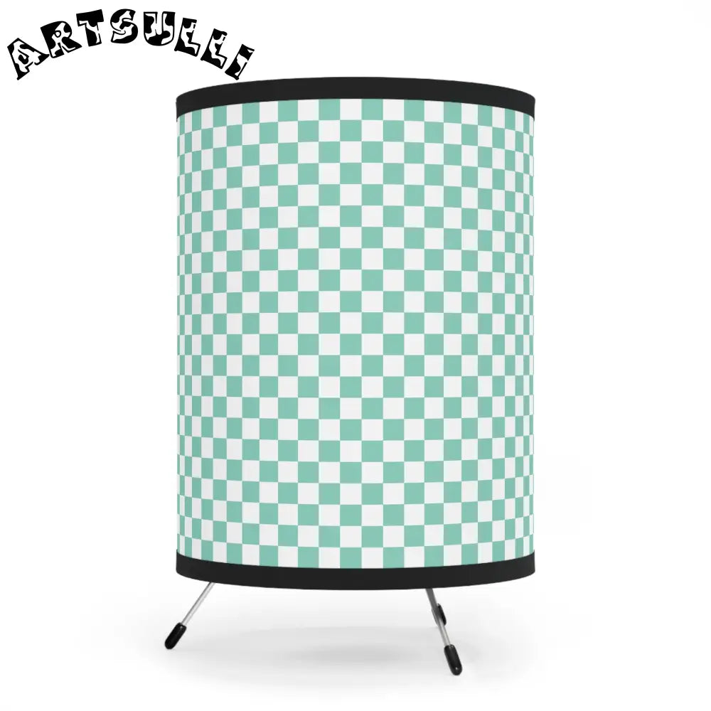 JAKKOUTTHEBXX Checkerboard Light Green Tripod Lamp with High-Res