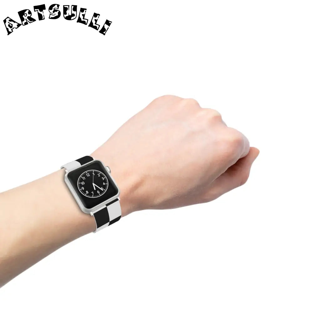 JAKKOUTTHEBXX Checkerboard Black and White Watch Band for Apple
