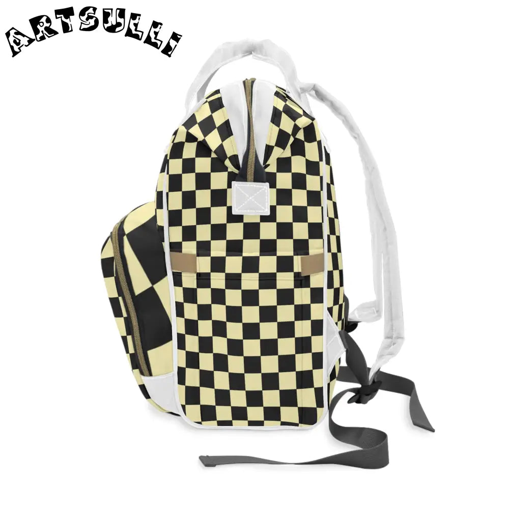 JAKKOUTTHEBXX Checkerboard Black and Yellow Multifunctional Diaper