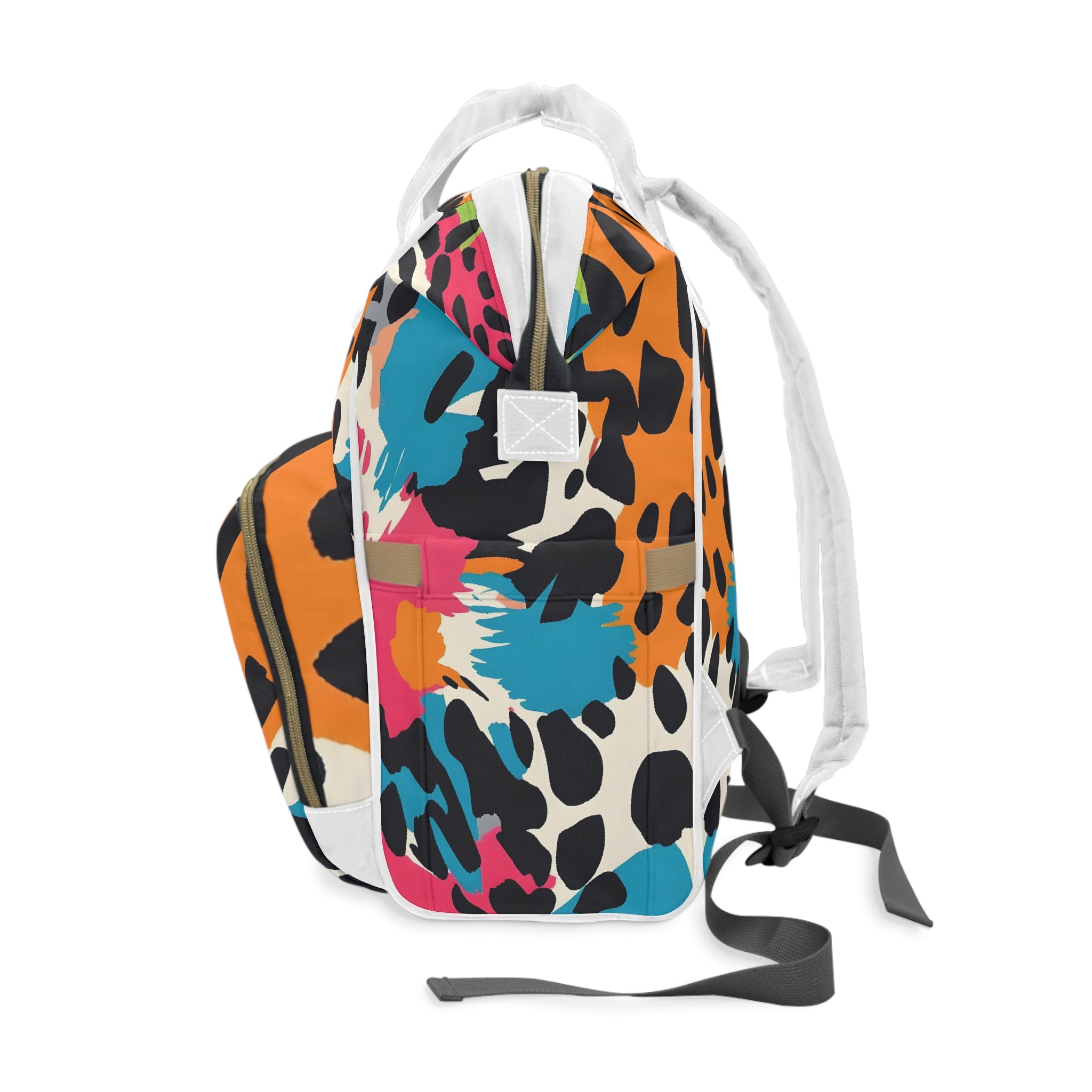 Wild Brush Strokes x Animal Print Multi-Color Multifunctional Diaper Backpack, Artsulli - Art is Long, Life is Short, Bags, , , , , , , 