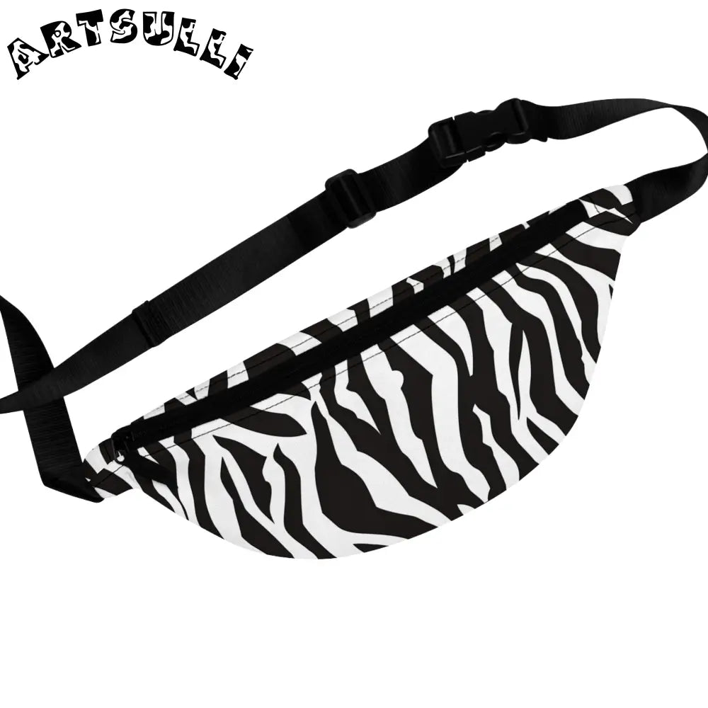 JAKKOUTTHEBXX Black and White Zebra Print Fanny Pack with Adjustable