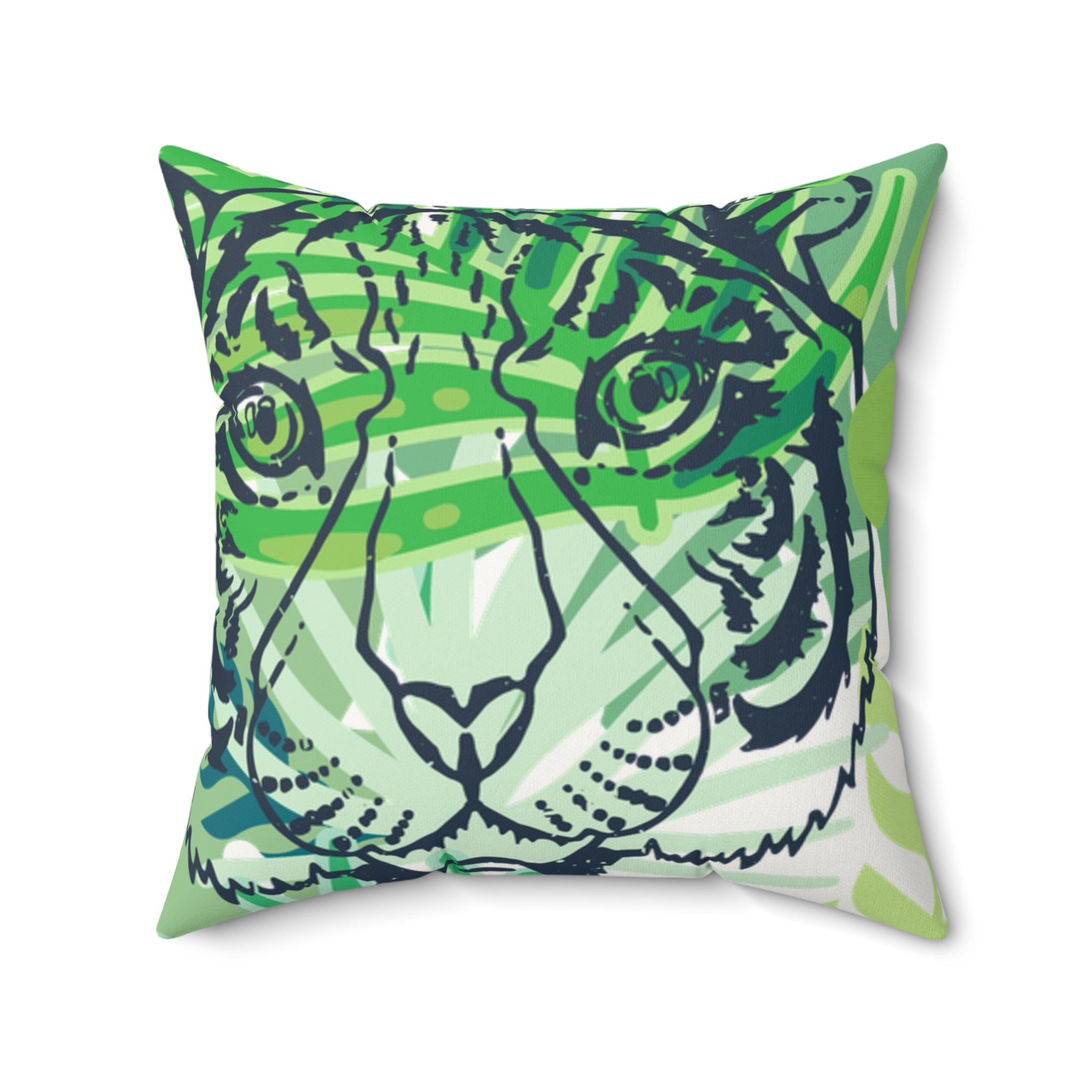 Tropical Jungle Tigers Green Faux Suede Square Pillow, Artsulli - Art is Long, Life is Short, Home Decor, , , , , , , 