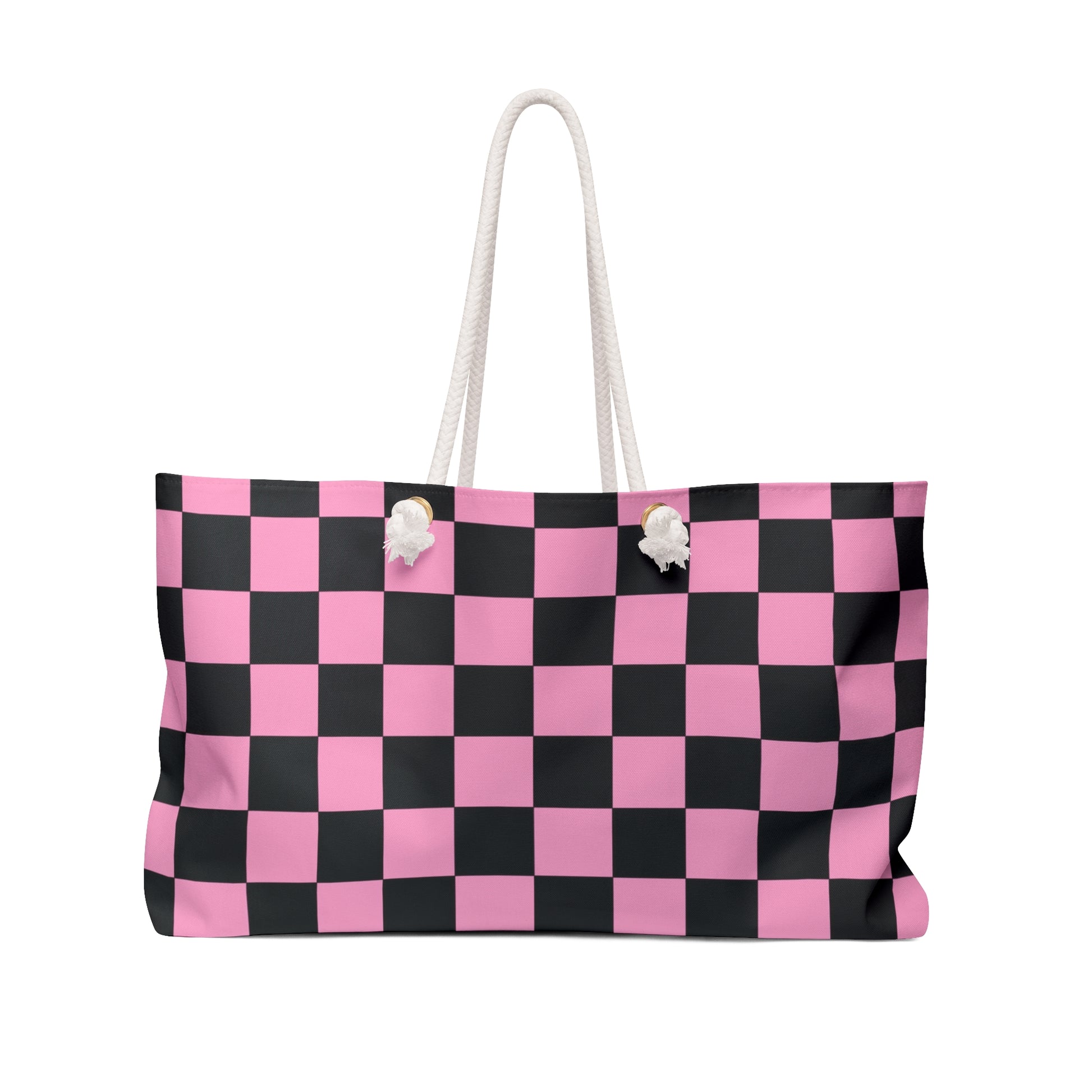 Checkerboard Black and Pink Weekender Bag, Artsulli - Art is Long, Life is Short, Bags, Size, 24" × 13", , , , , 19075306565100265242