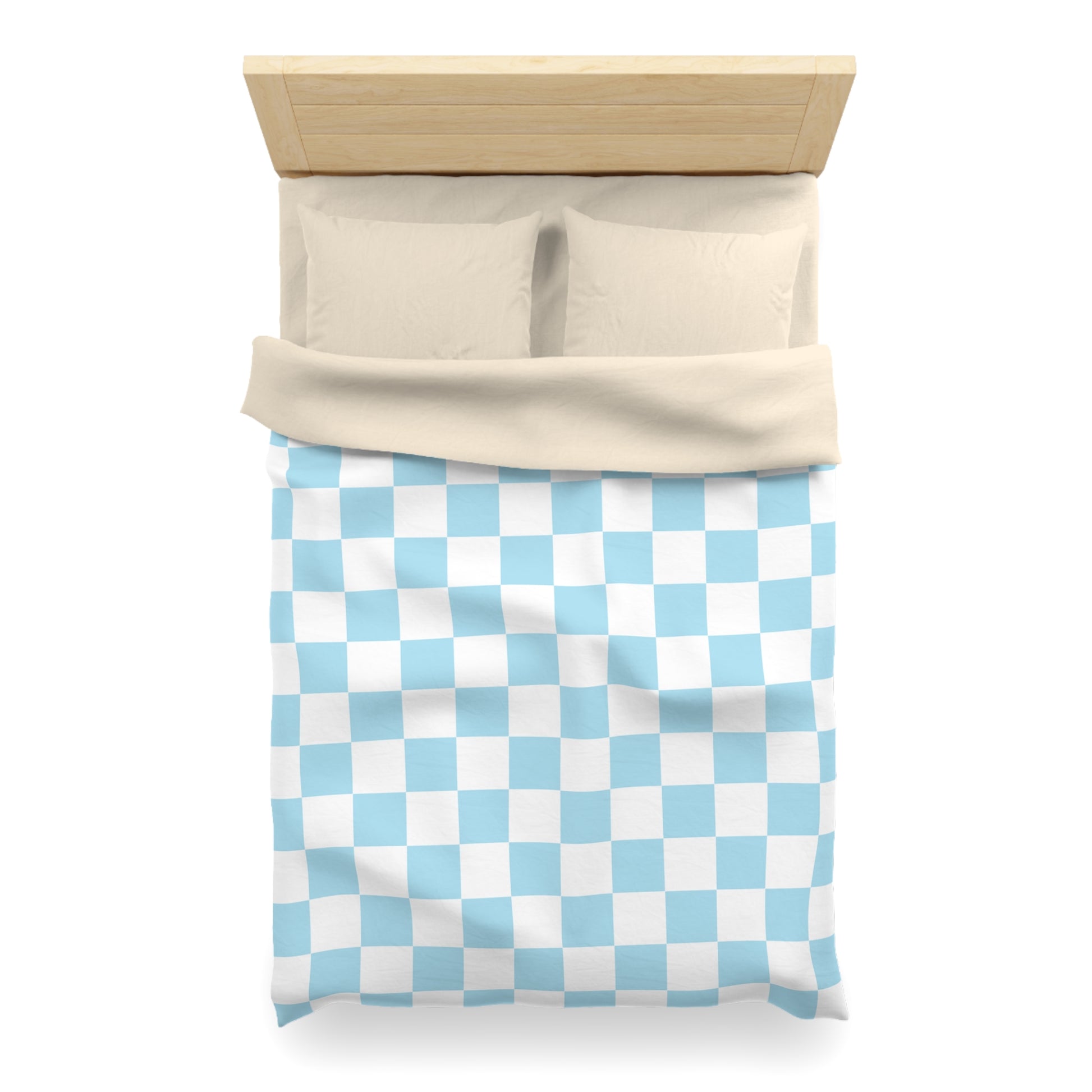 Checkerboard Sky Blue Microfiber Duvet Cover, Artsulli - Art is Long, Life is Short, Home Decor, , , , , , , 