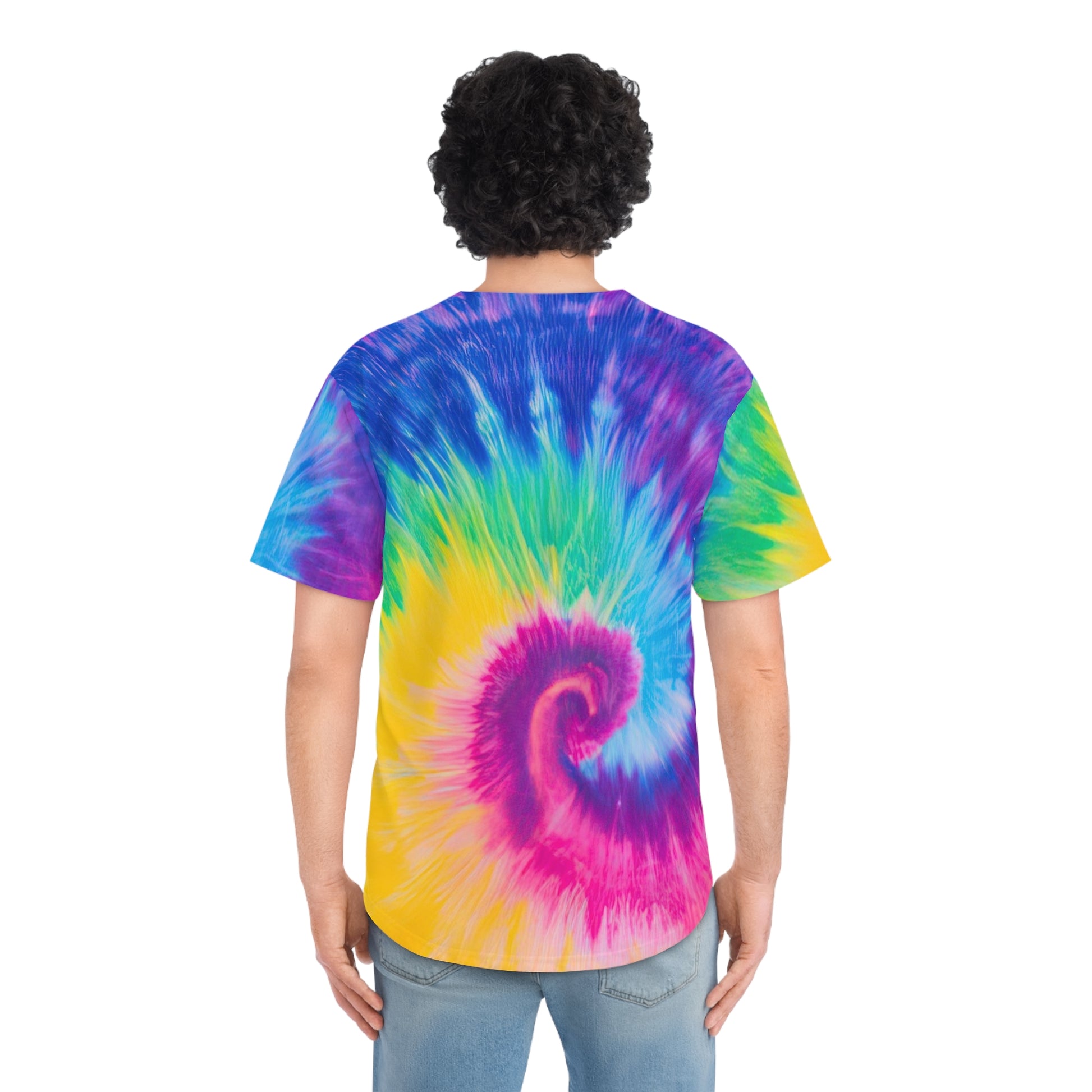 Psychedelic Tie Dye Men's Baseball Jersey (AOP), Artsulli - Art is Long, Life is Short, All Over Prints, , , , , , , 