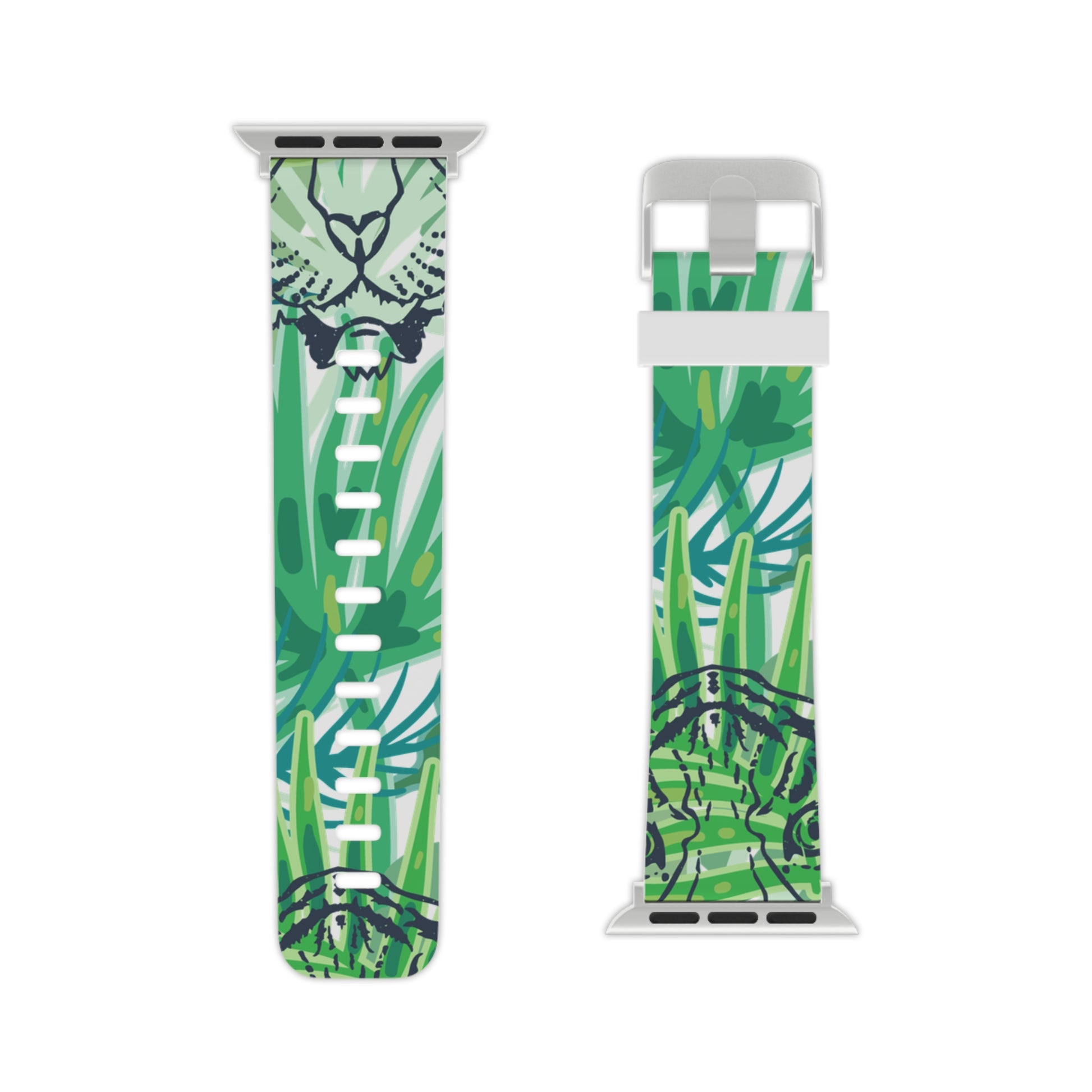 Tropical Jungle Tigers Green Watch Band for Apple Watch, Artsulli - Art is Long, Life is Short, Accessories, , , , , , , 