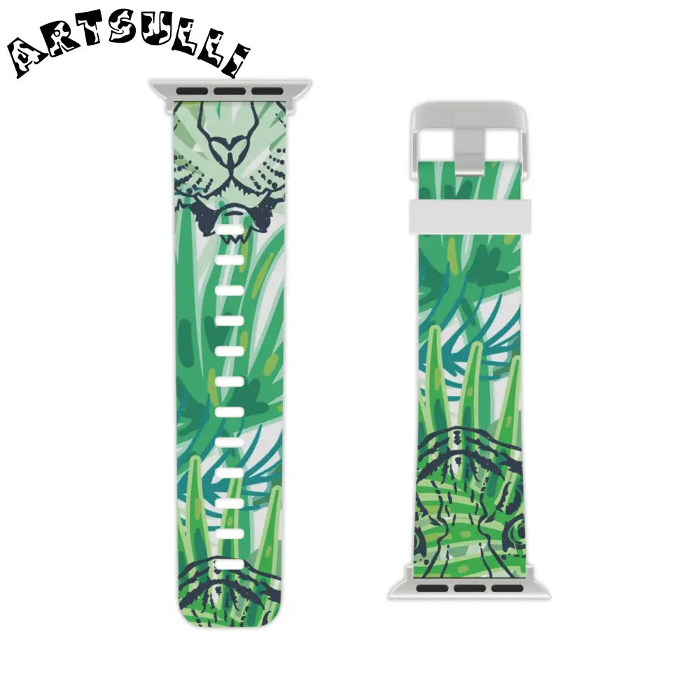 JAKKOUTTHEBXX Tropical Jungle Tigers Green Watch Band for Apple