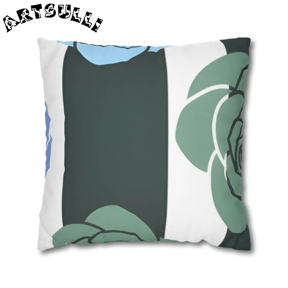 JAKKOUTTHEBXX Striped Rose Garden Spun Polyester Square Pillowcase