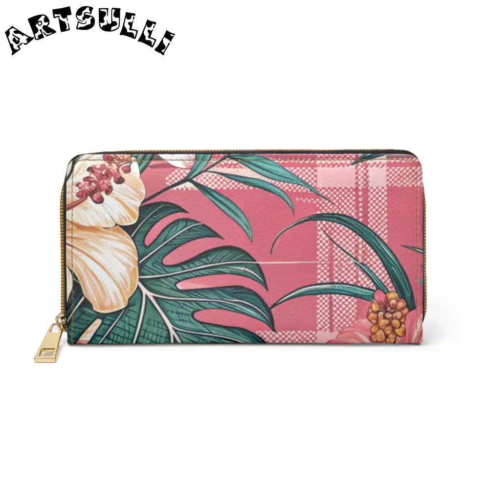 JAKKOUTTHEBXX Plaid x Floral Burgundy and Green Zipper Wallet