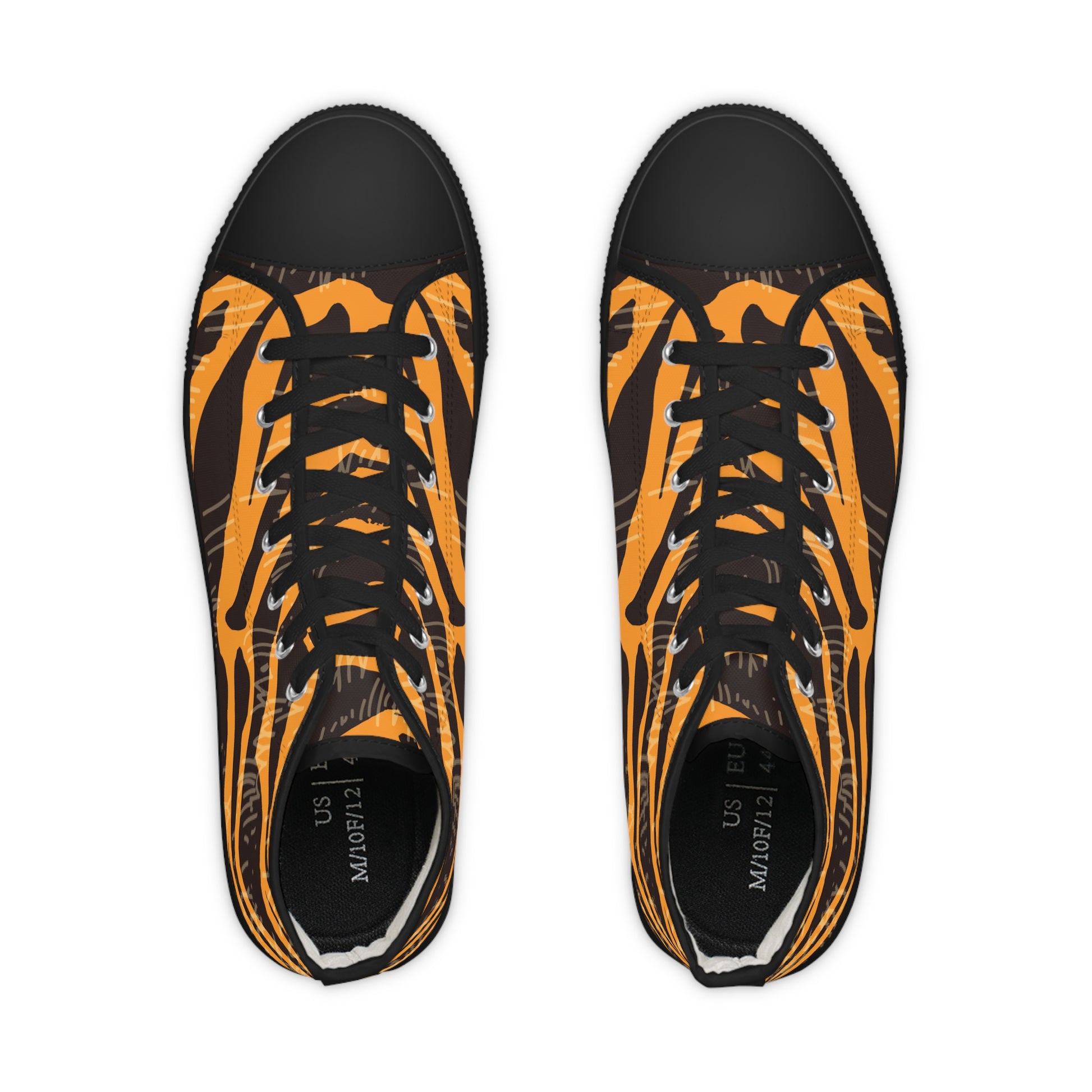 Tiger Scratches Orange and Black Men's High Top Sneakers, Artsulli - Art is Long, Life is Short, Shoes, , , , , , , 