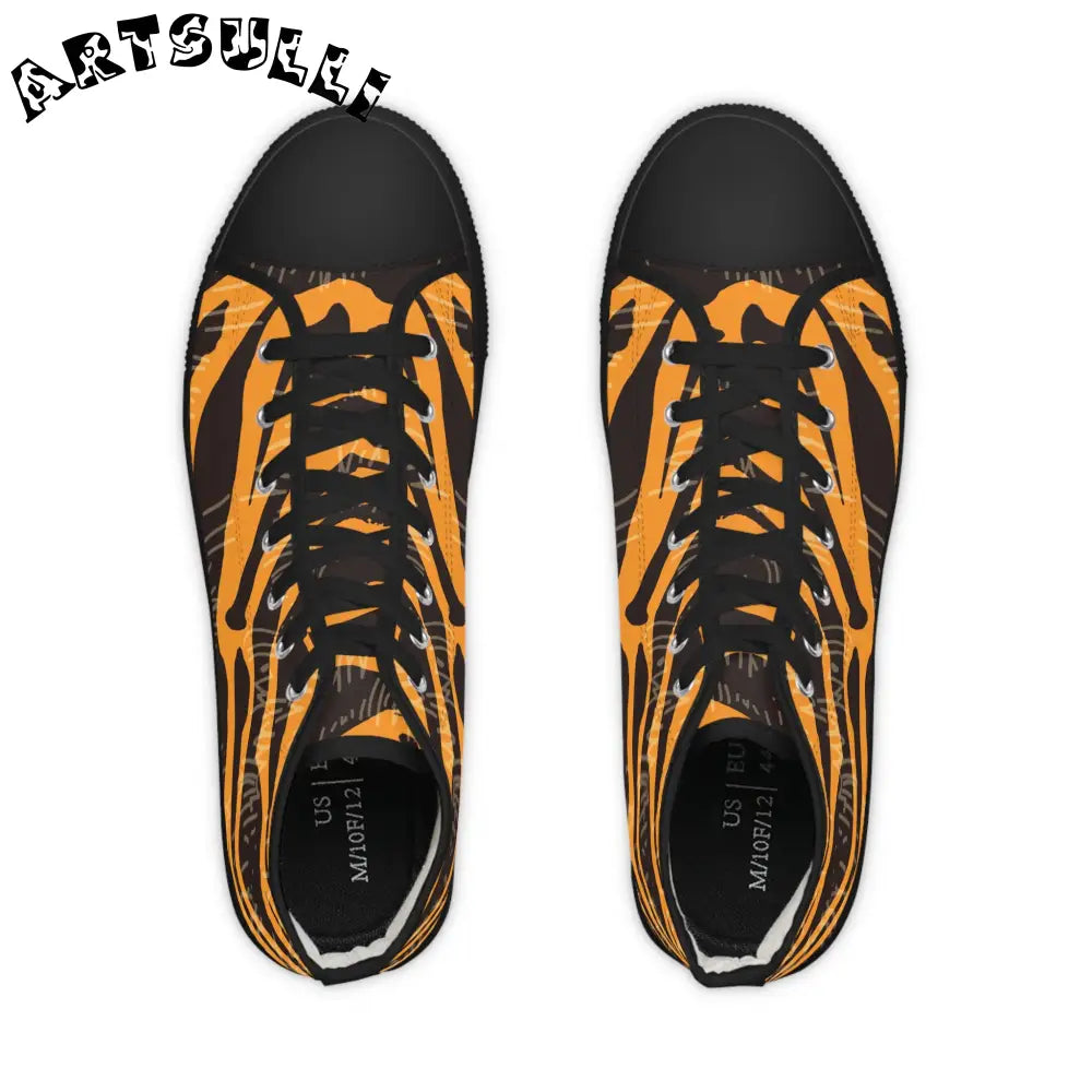 JAKKOUTTHEBXX Tiger Scratches Orange and Black Men’s High Top