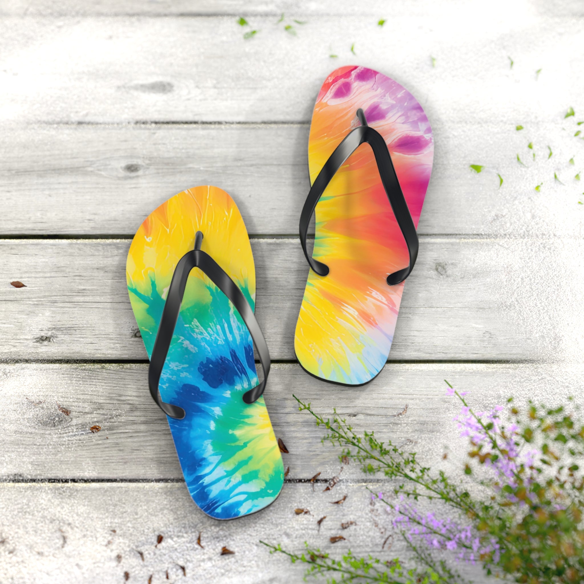 Tie Dye Flip Flops, Artsulli - Art is Long, Life is Short, Shoes, , , , , , , 